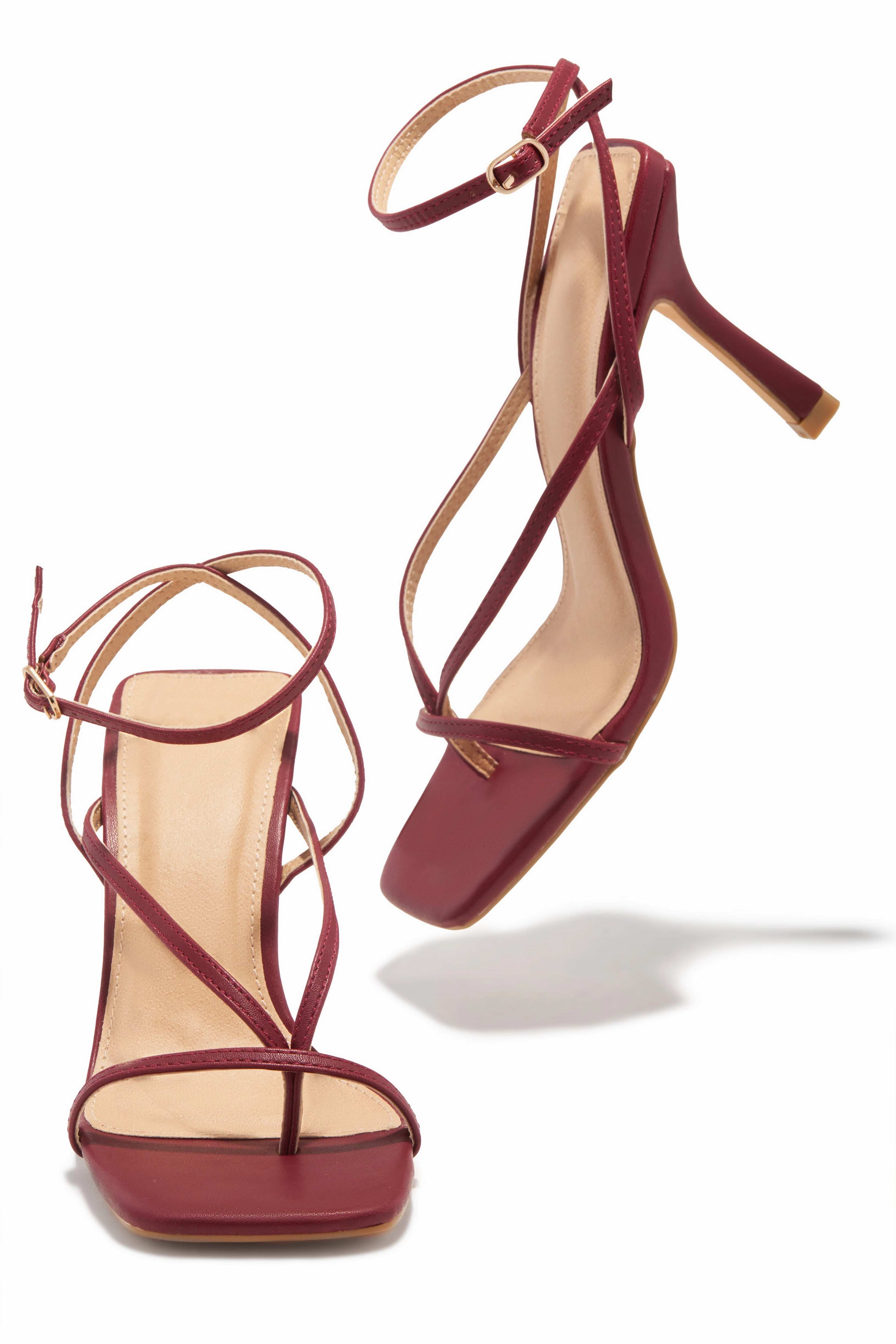 Eren Ankle Strap Heels - Wine