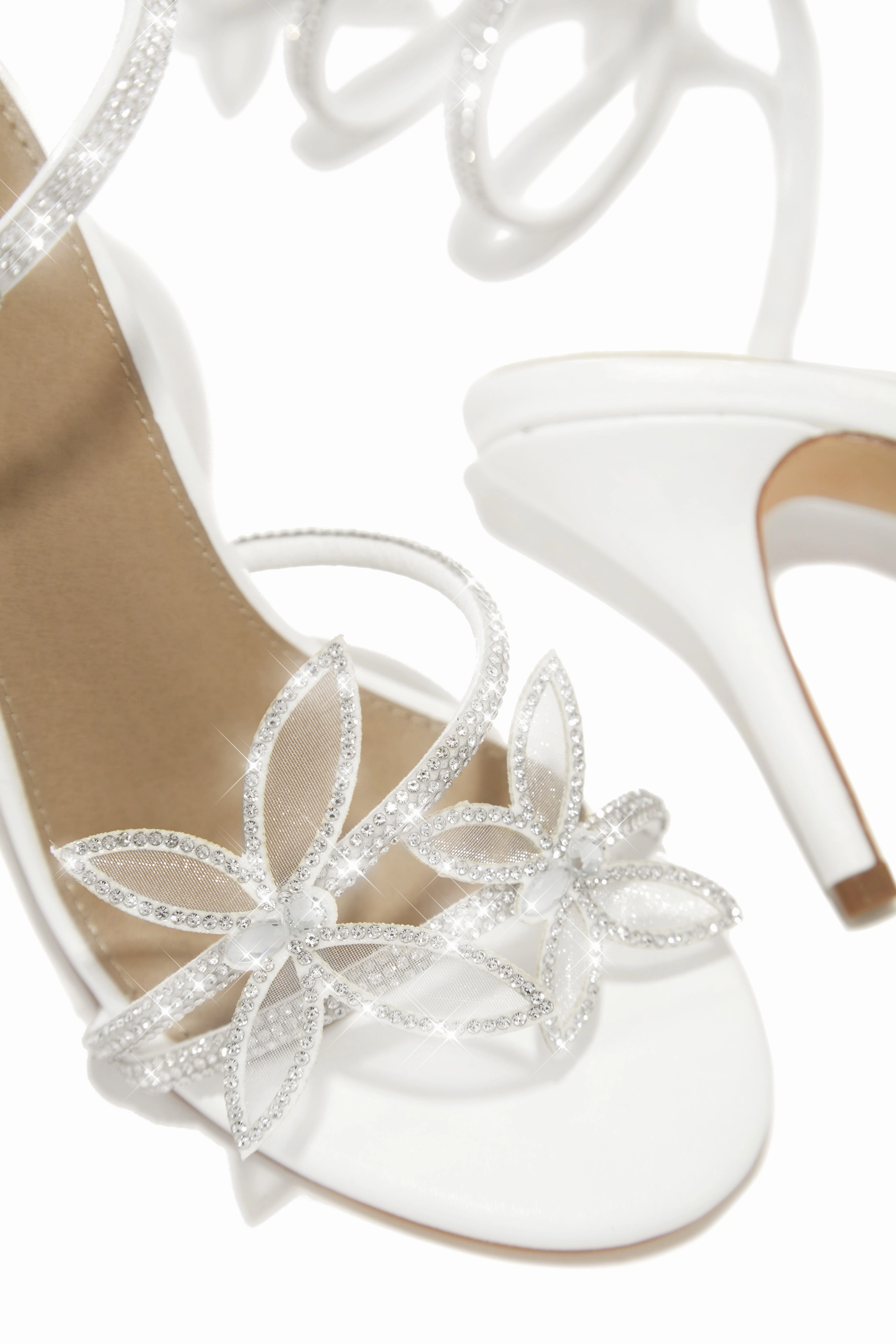 Fantasy Embellished Around The Ankle Coil Heels - White