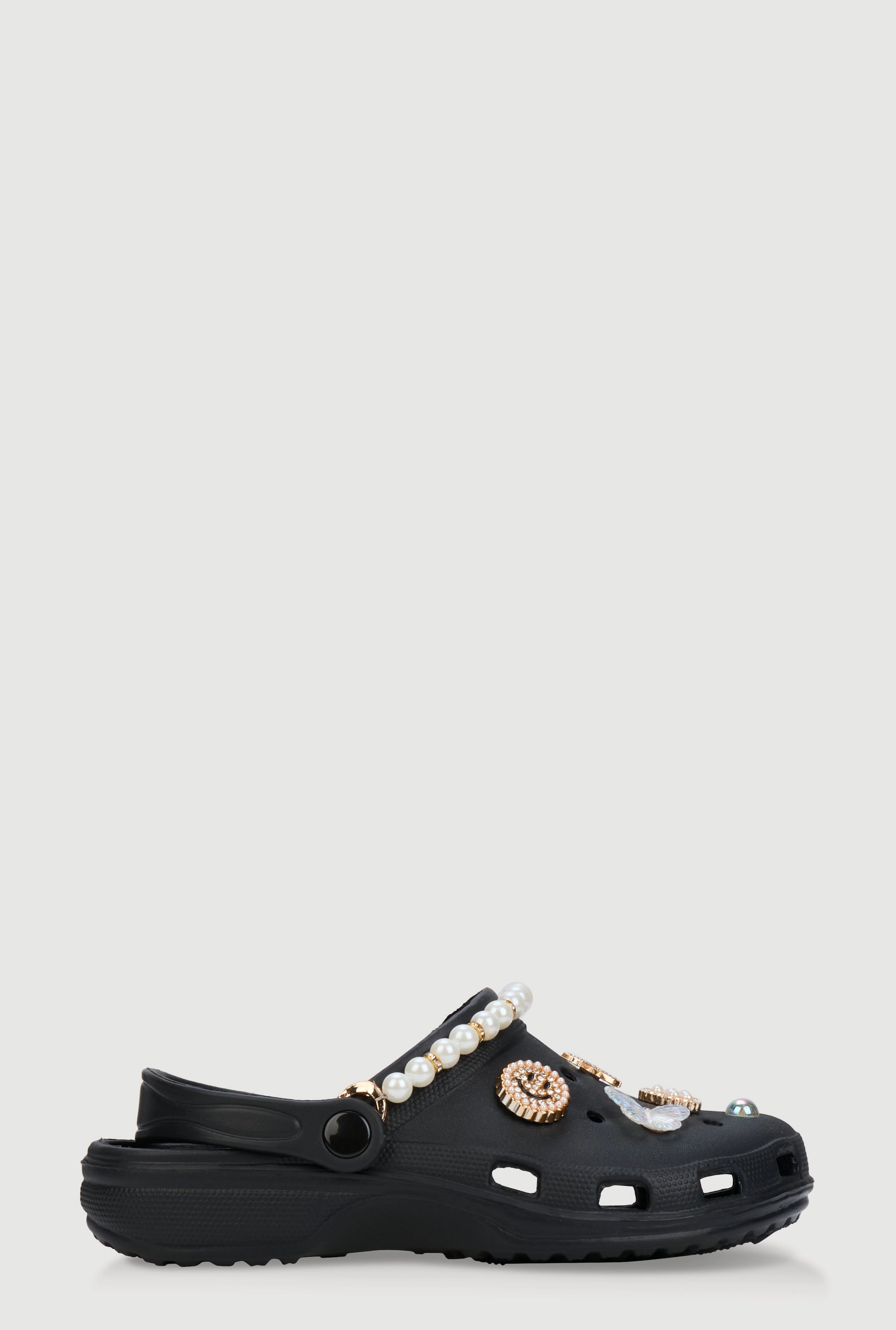 Faux Pearl Rhinestone Charm Slingback Clogs