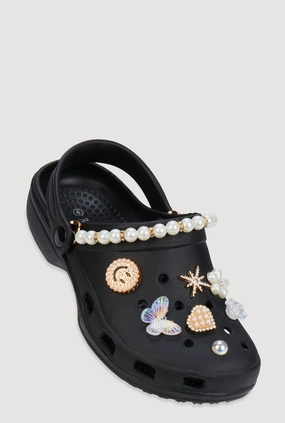 Faux Pearl Rhinestone Charm Slingback Clogs