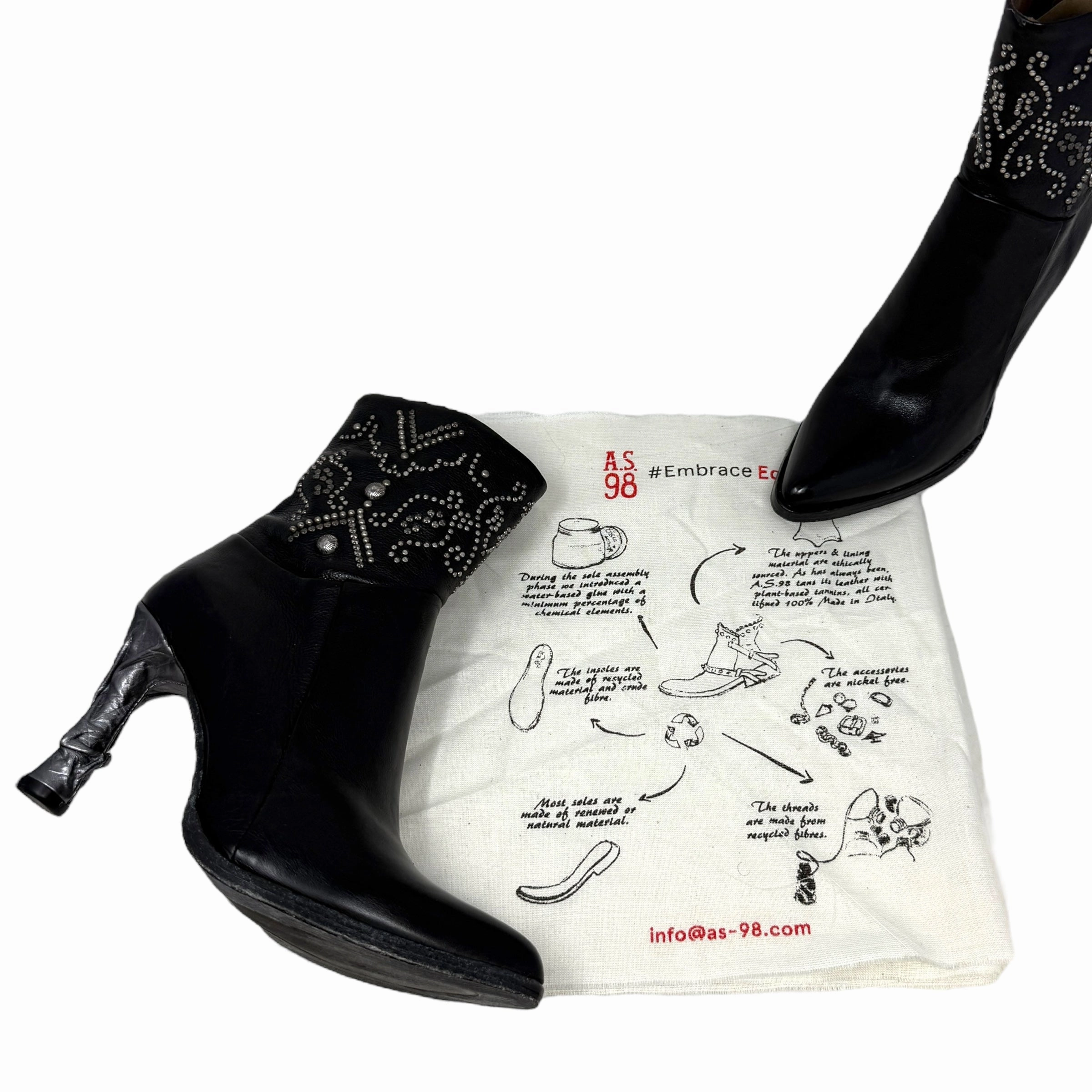 Finnegan Booties By A.S. 98 In Black, Size: US 9/EU 39