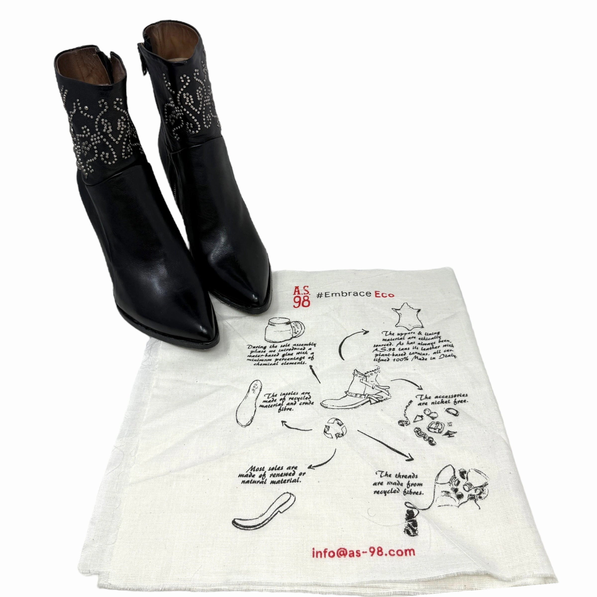Finnegan Booties By A.S. 98 In Black, Size: US 9/EU 39