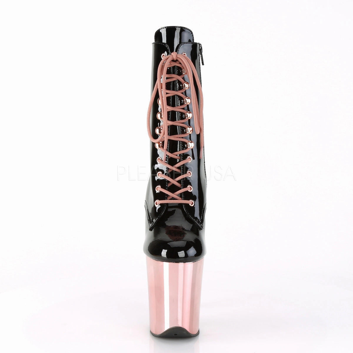 FLAMINGO-1020  Black Patent/Rose Gold Chrome