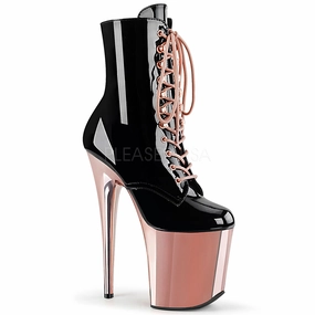 FLAMINGO-1020  Black Patent/Rose Gold Chrome