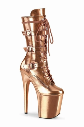 FLAMINGO-1053 Exotic Boot | RoseGold Faux Leather