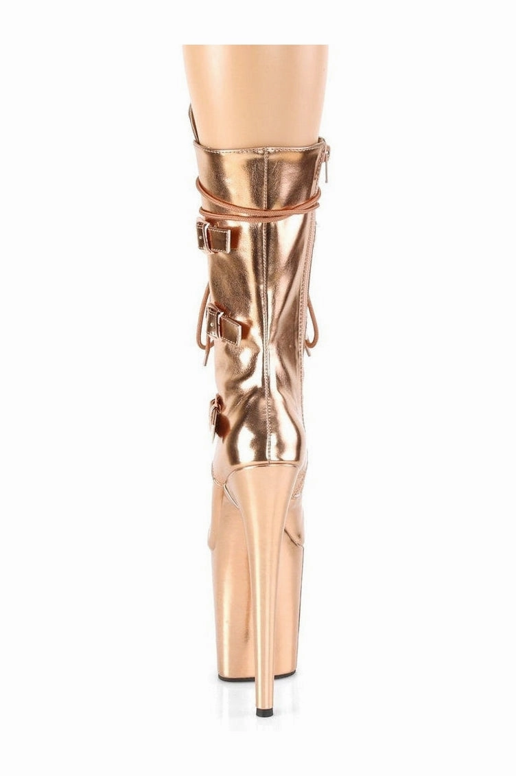 FLAMINGO-1053 Exotic Boot | RoseGold Faux Leather