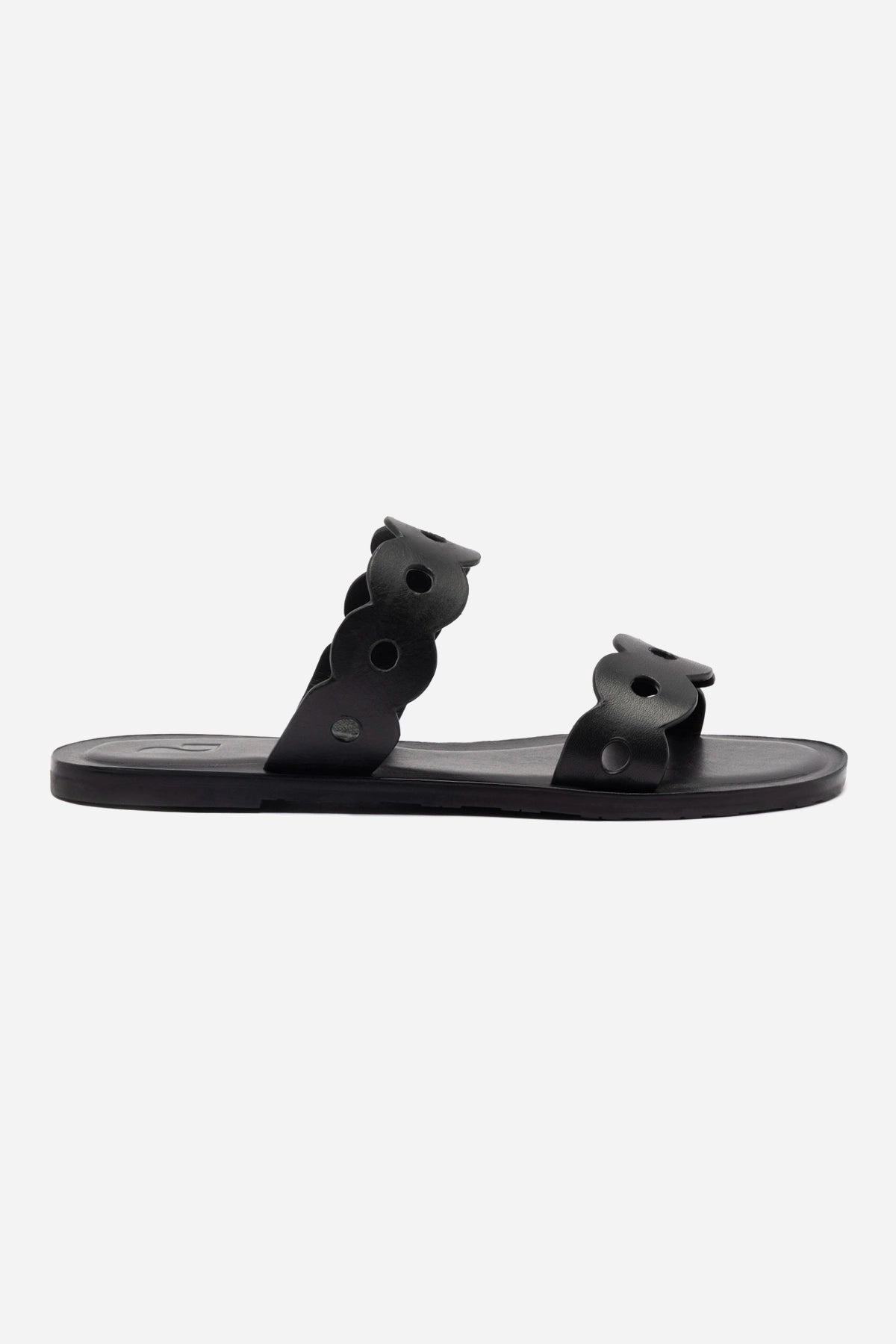 Florence Flat Mule In Black Leather