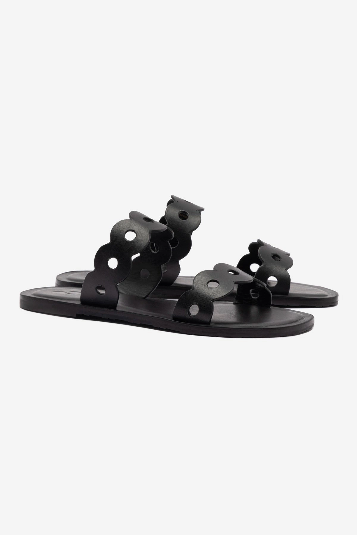 Florence Flat Mule In Black Leather