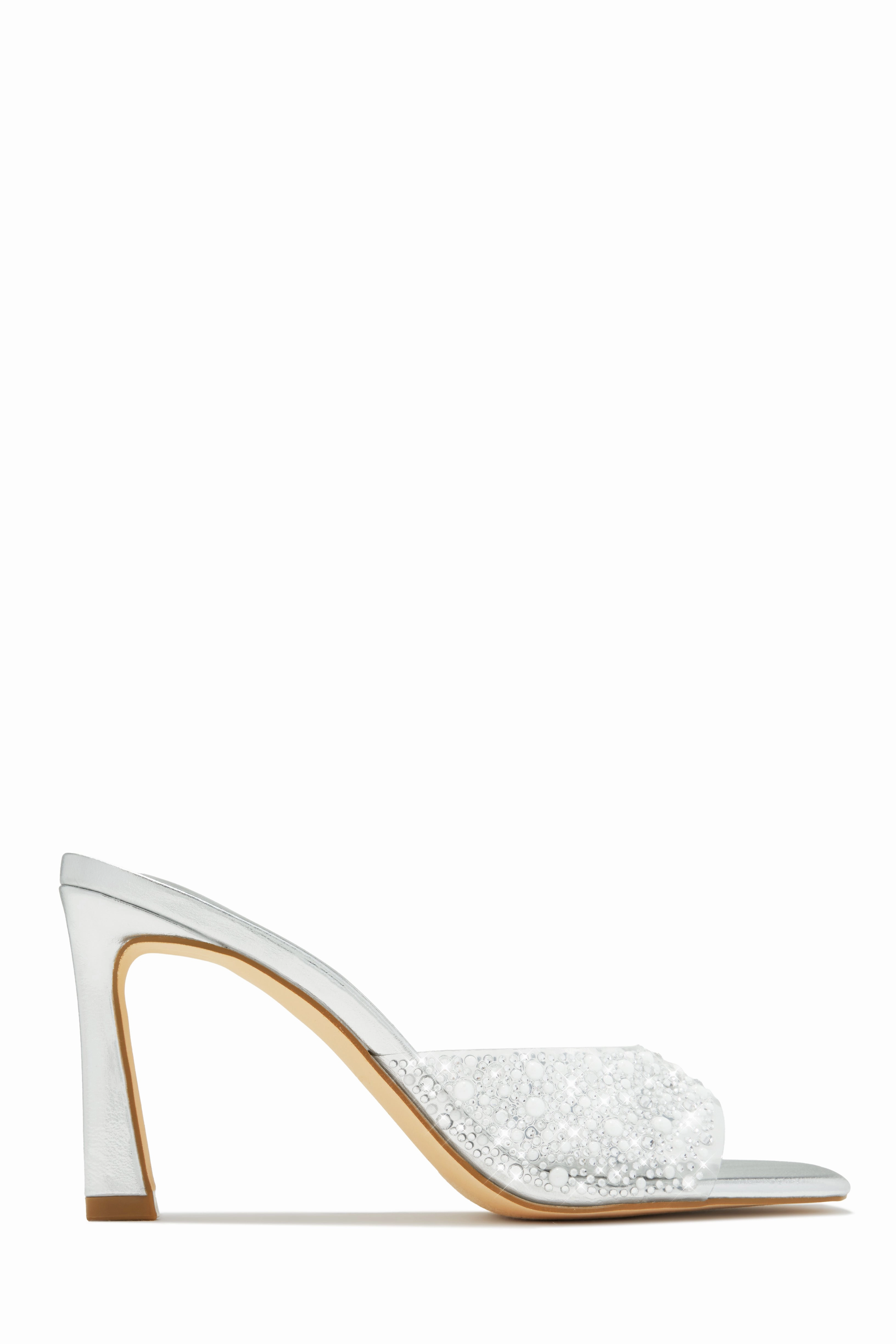 Gaia Embellished Mule Heels - Nude