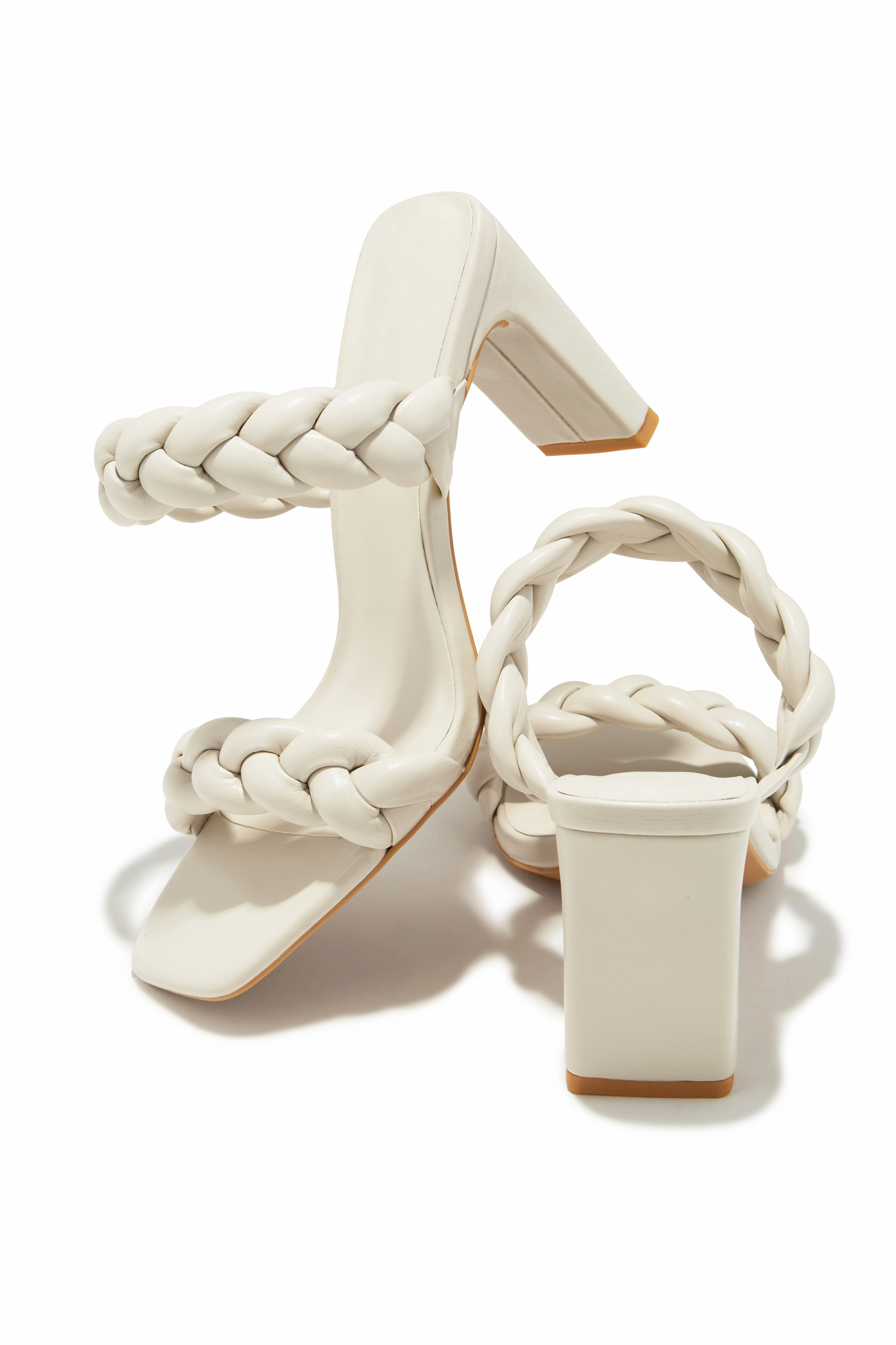 Gigi Block Heel Mules - Bone