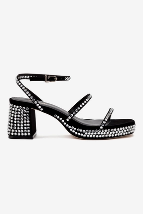 Gio Crystal Sandal In Black Suede