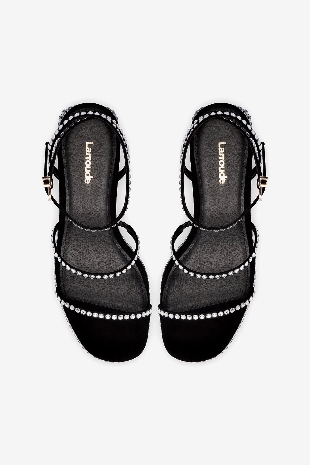 Gio Crystal Sandal In Black Suede