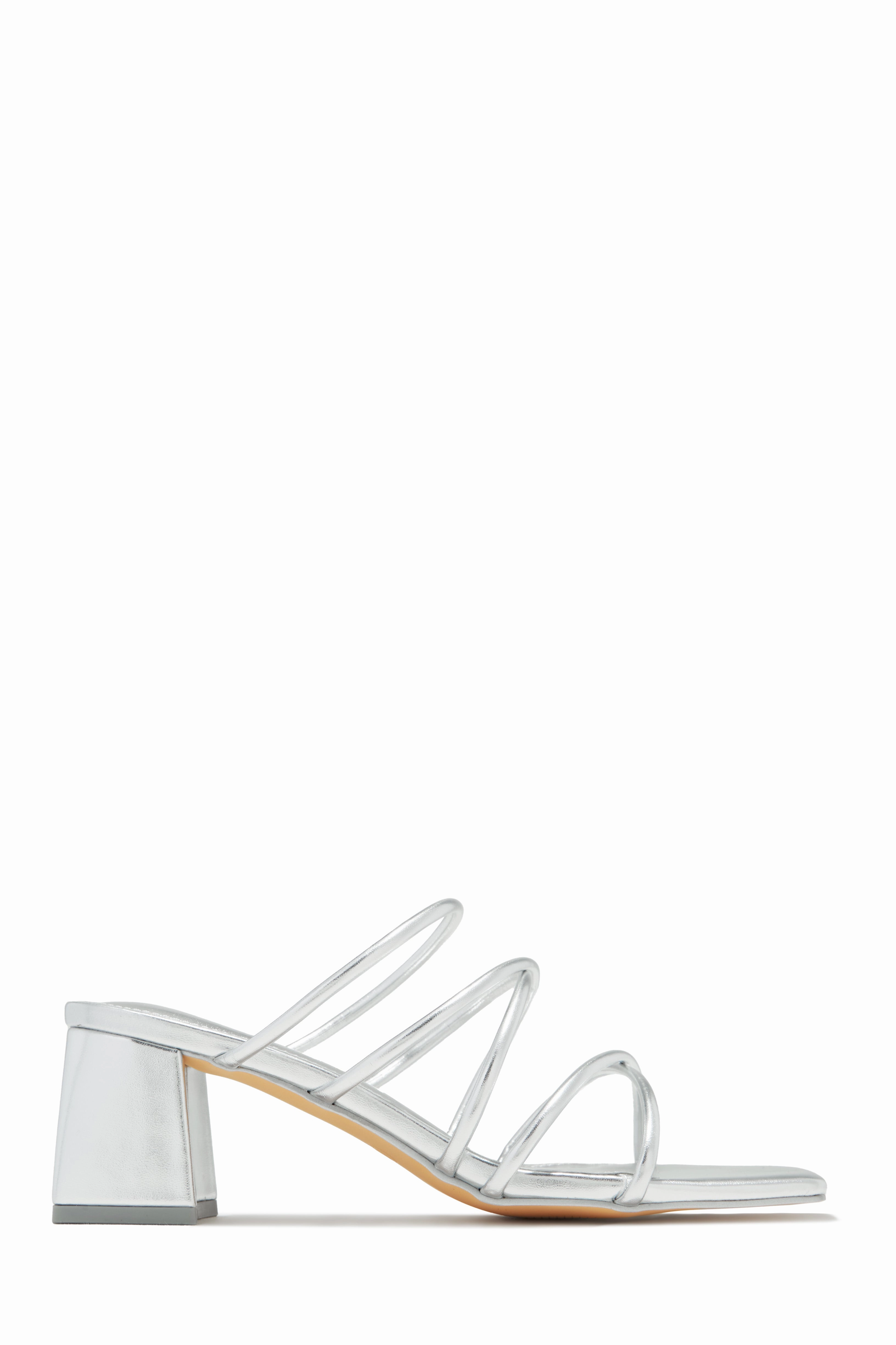 Hannah Block Mid Heel Mules - Silver
