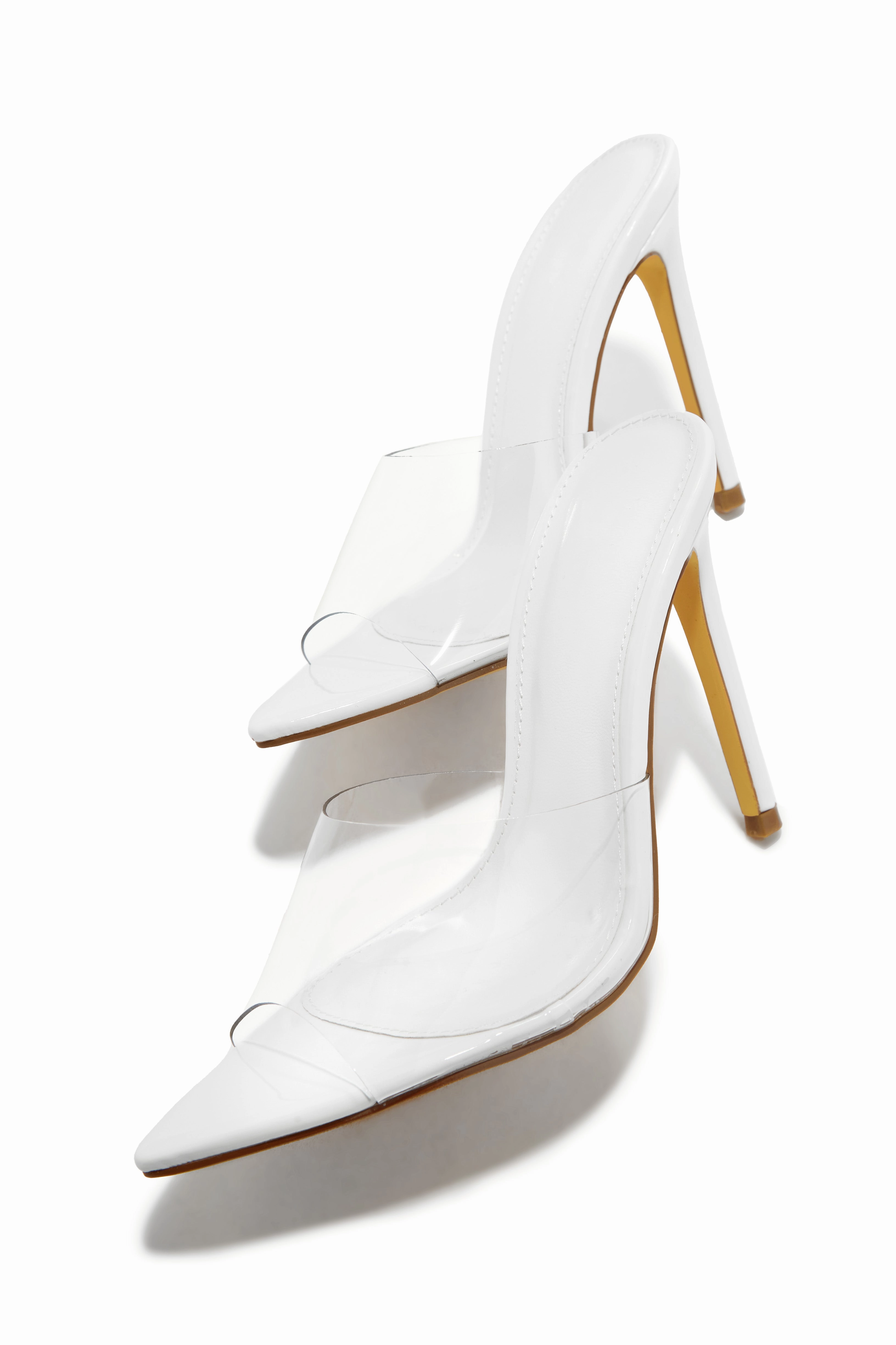 Ionic Clear Strap High Heel Mules - White