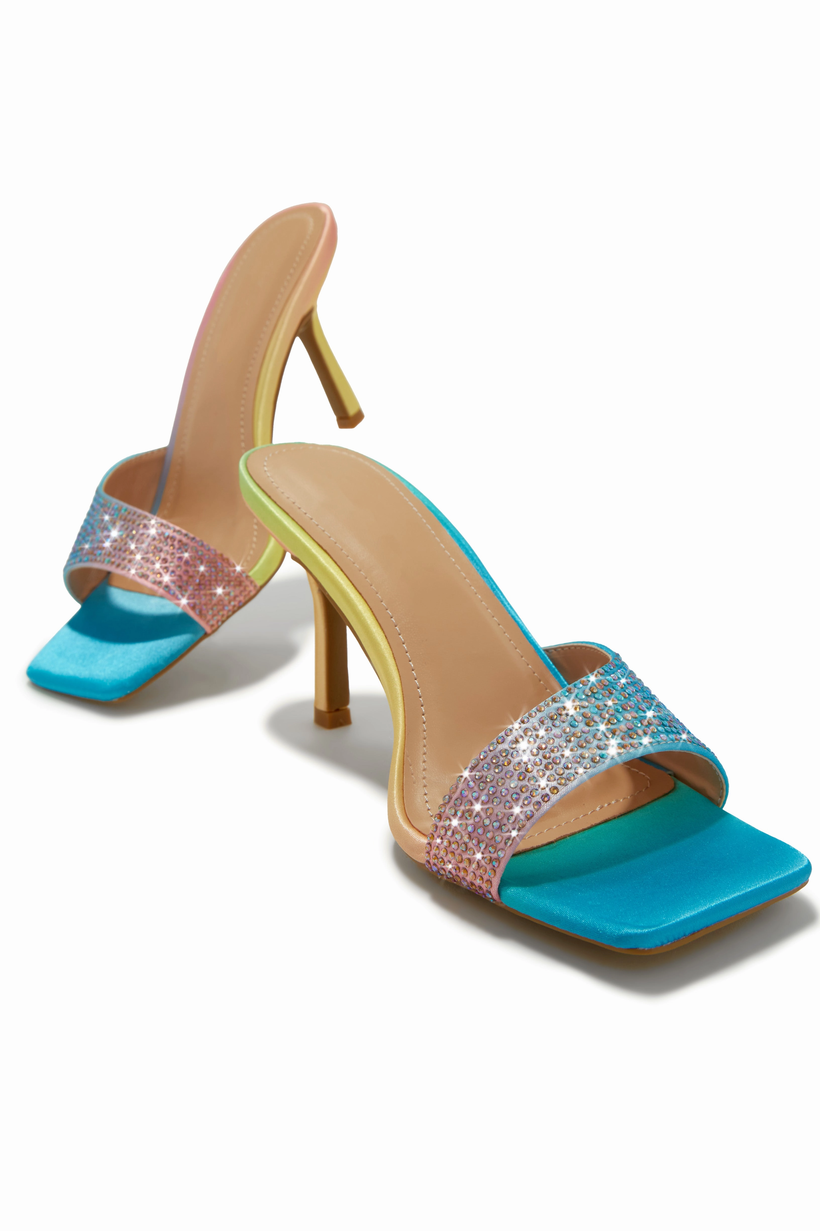 Irina Embellished Mid High Heels - Multi