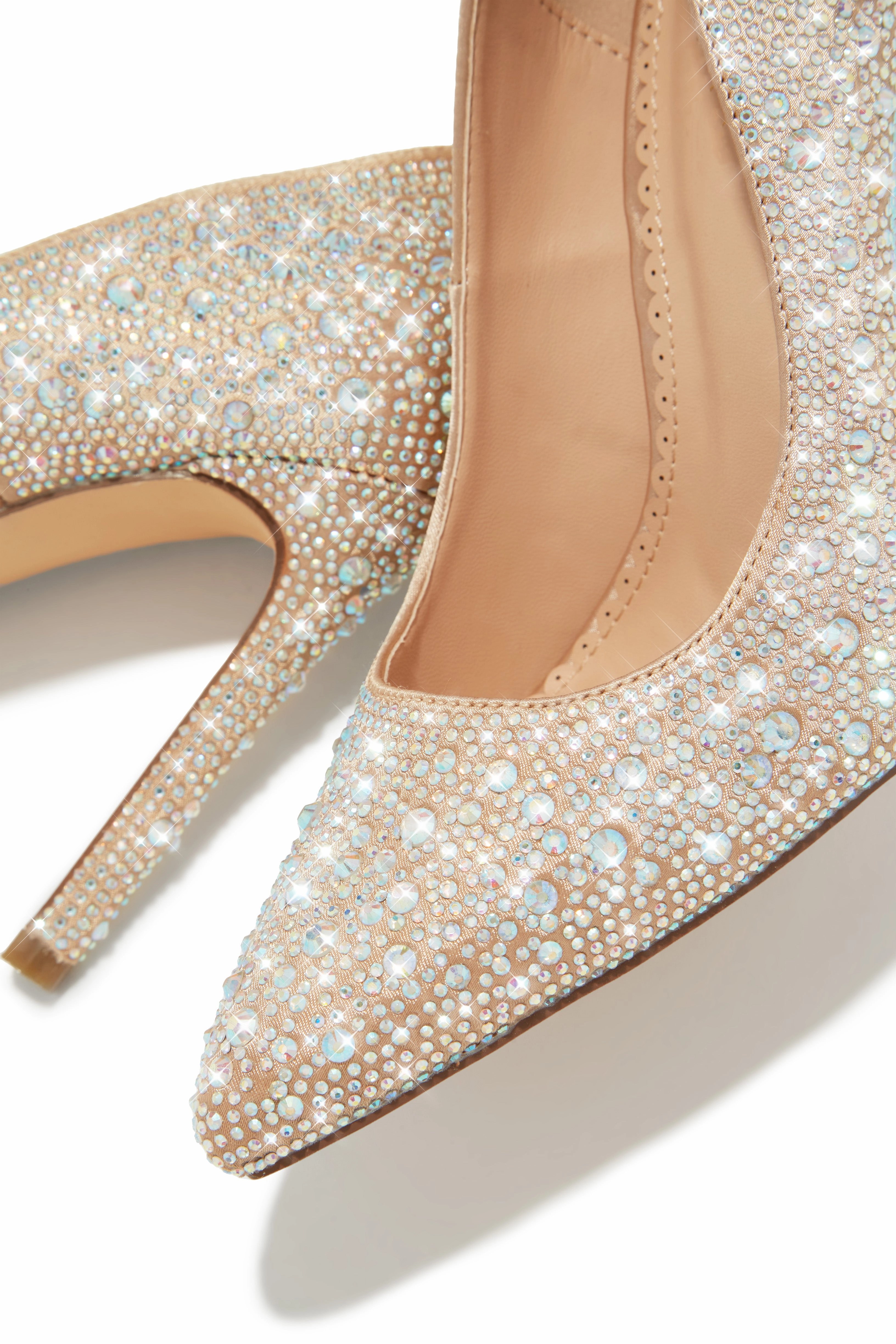 Kelly Embellished High Heel Pumps - Champagne