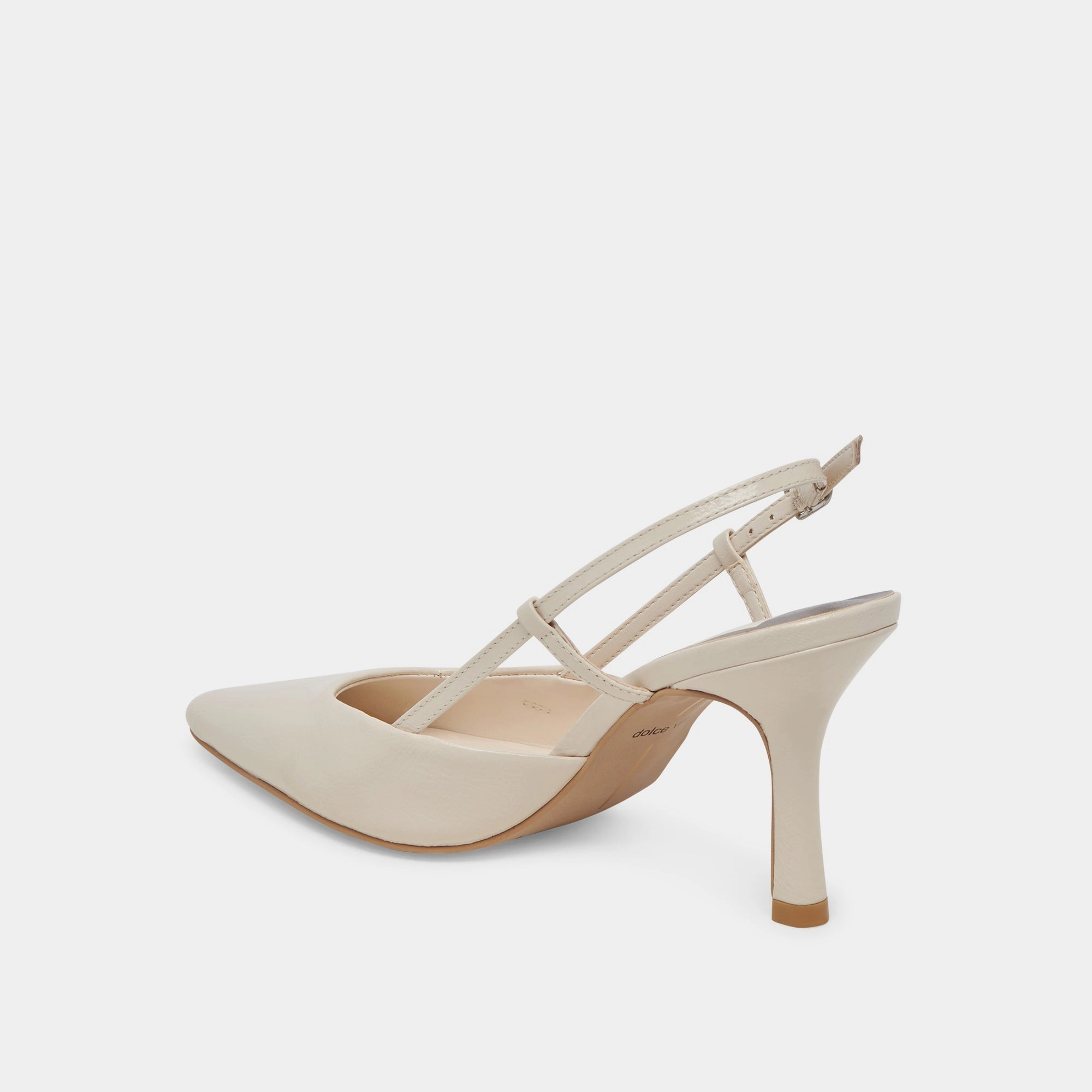 KIM HEELS IVORY CRINKLE PATENT - re:vita
