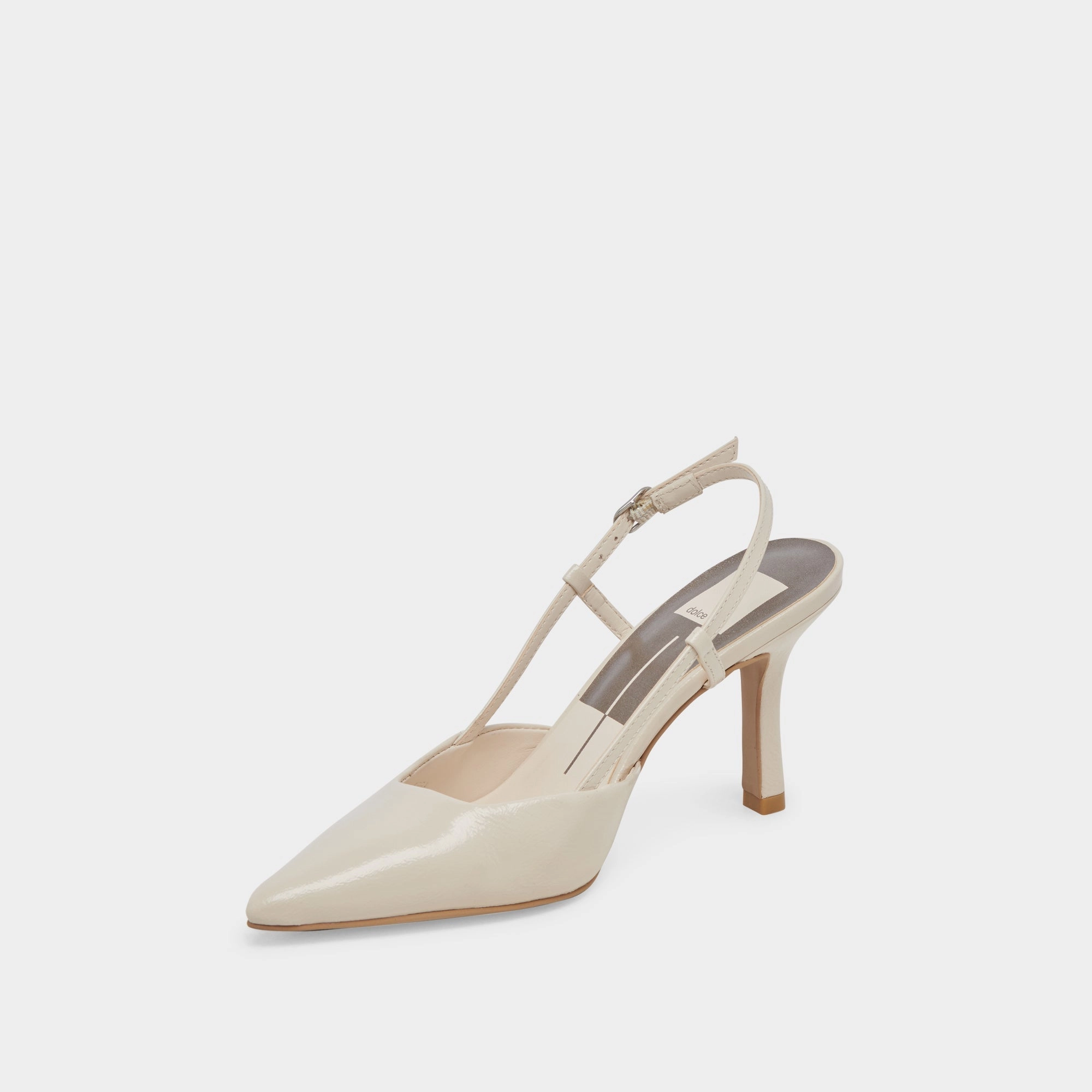 KIM HEELS IVORY CRINKLE PATENT - re:vita