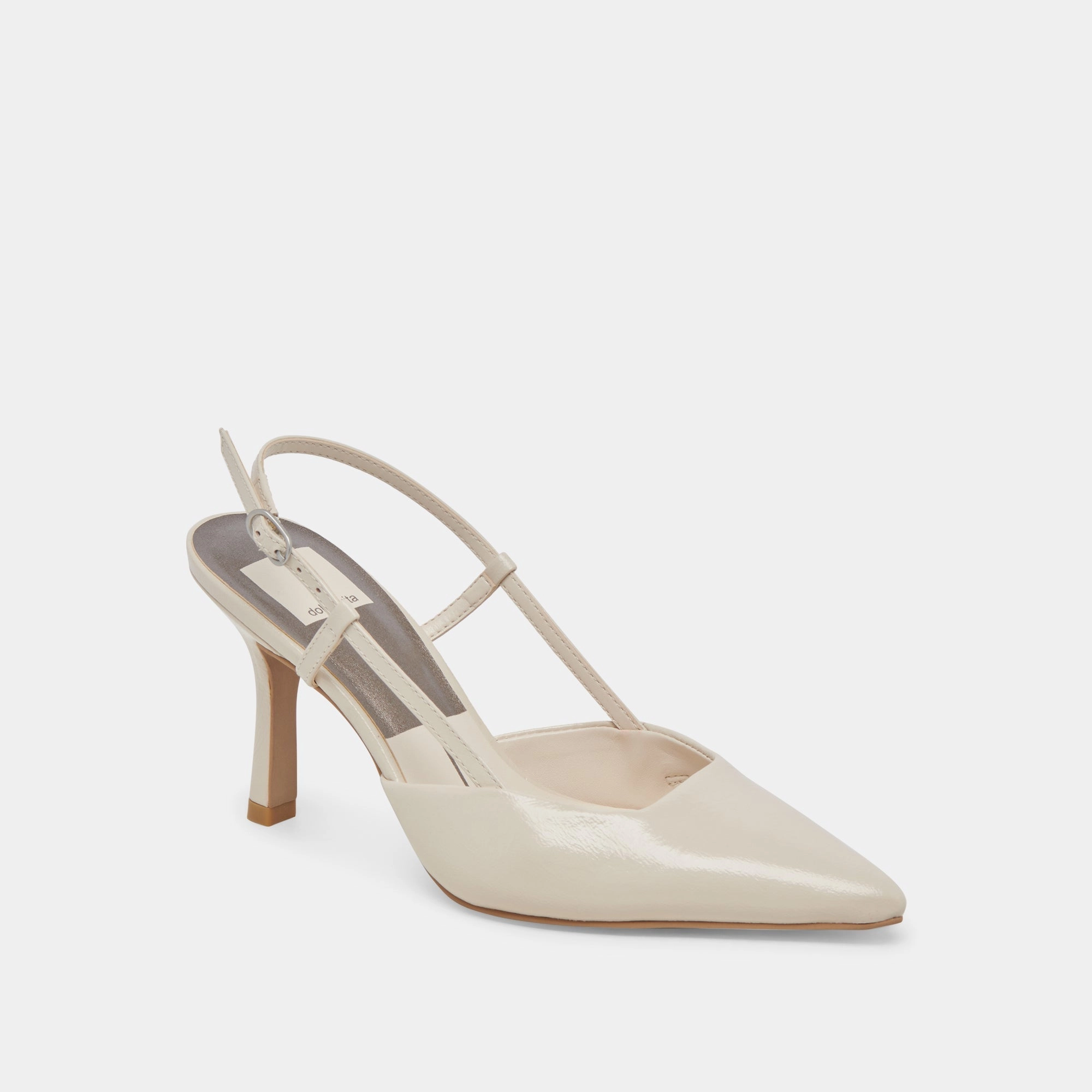 KIM HEELS IVORY CRINKLE PATENT - re:vita