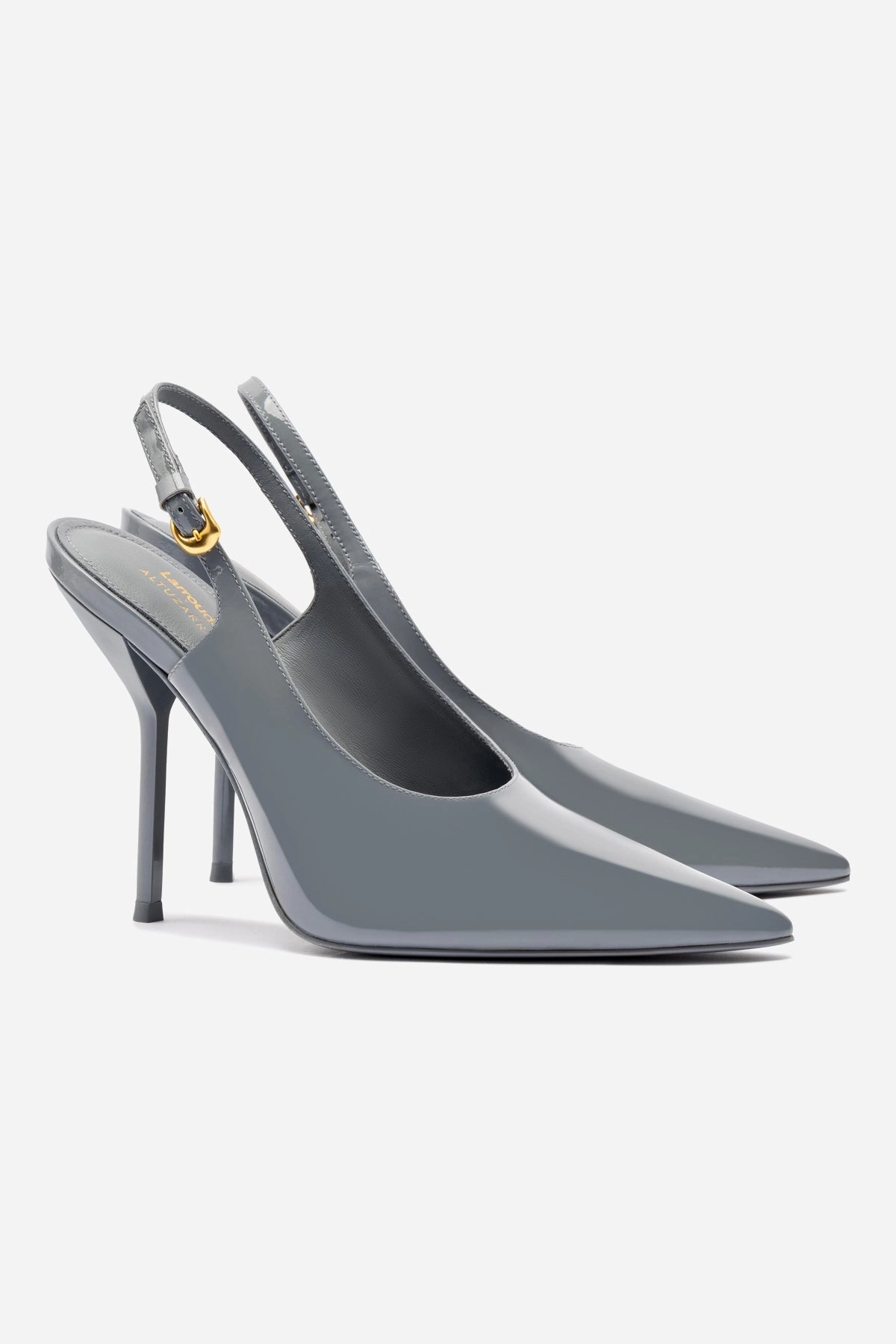 Larroudé x Altuzarra Pump In Titanium Patent Leather