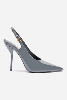 Larroudé x Altuzarra Pump In Titanium Patent Leather