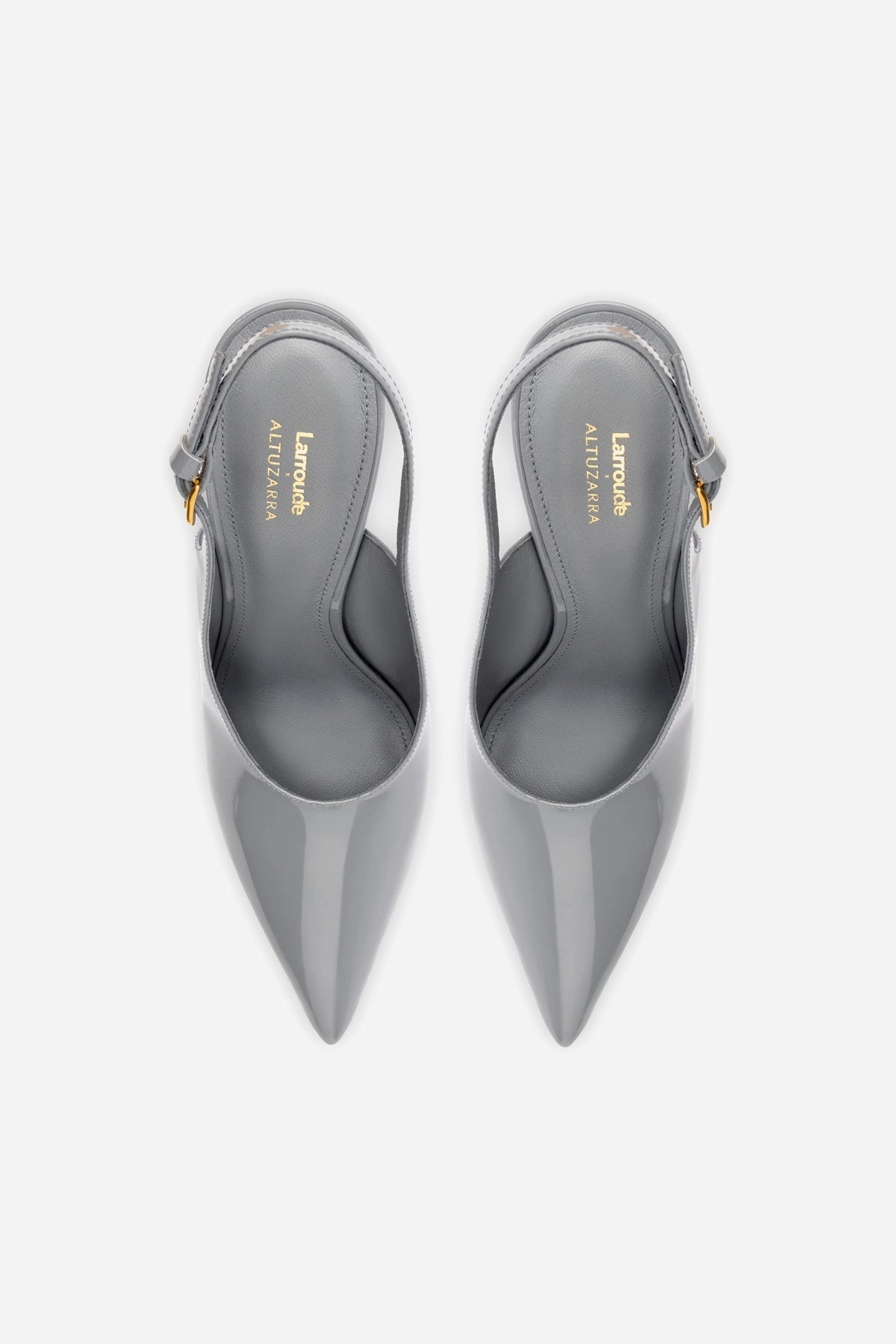 Larroudé x Altuzarra Pump In Titanium Patent Leather