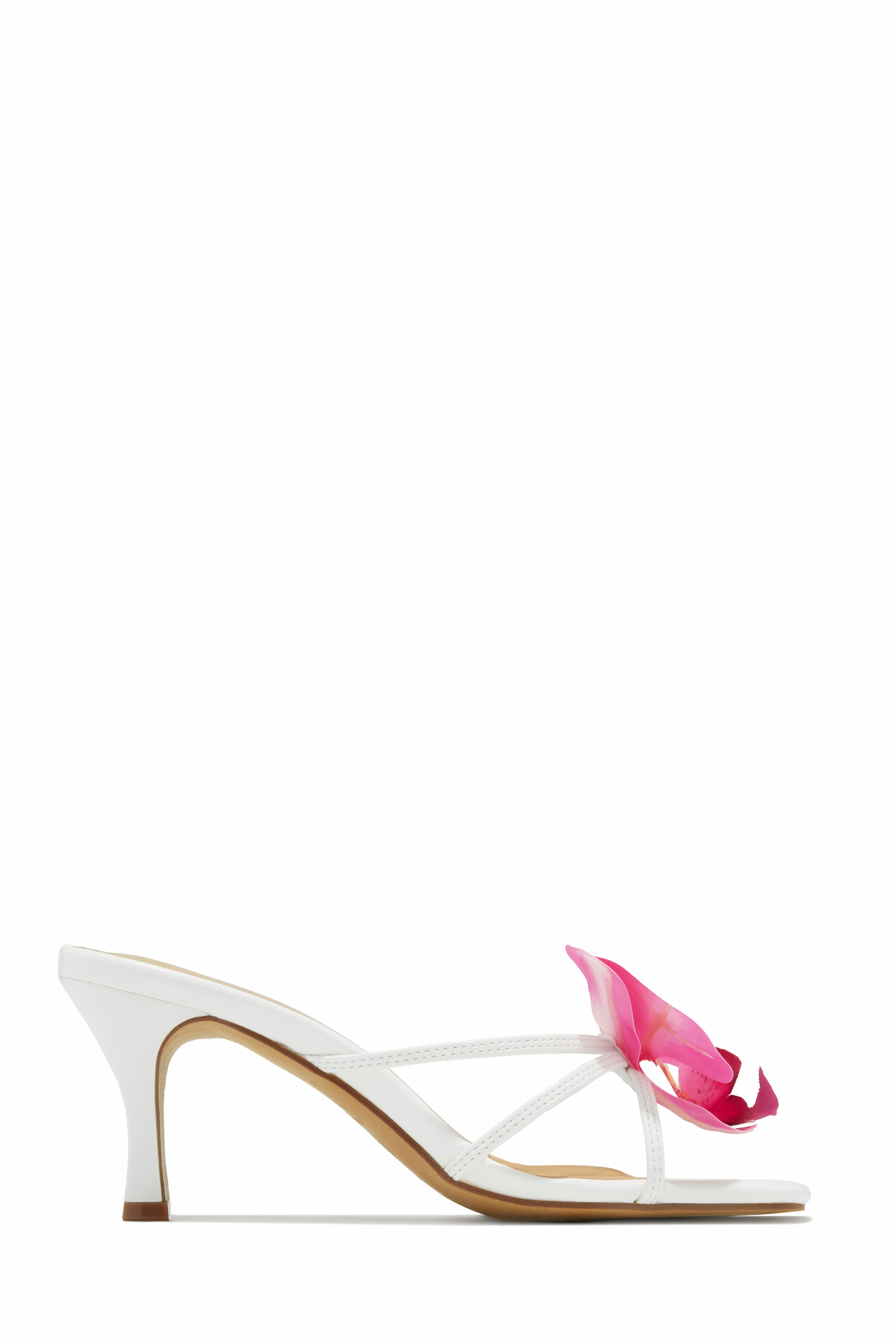 Malia Floral Mid Heel Mules - White