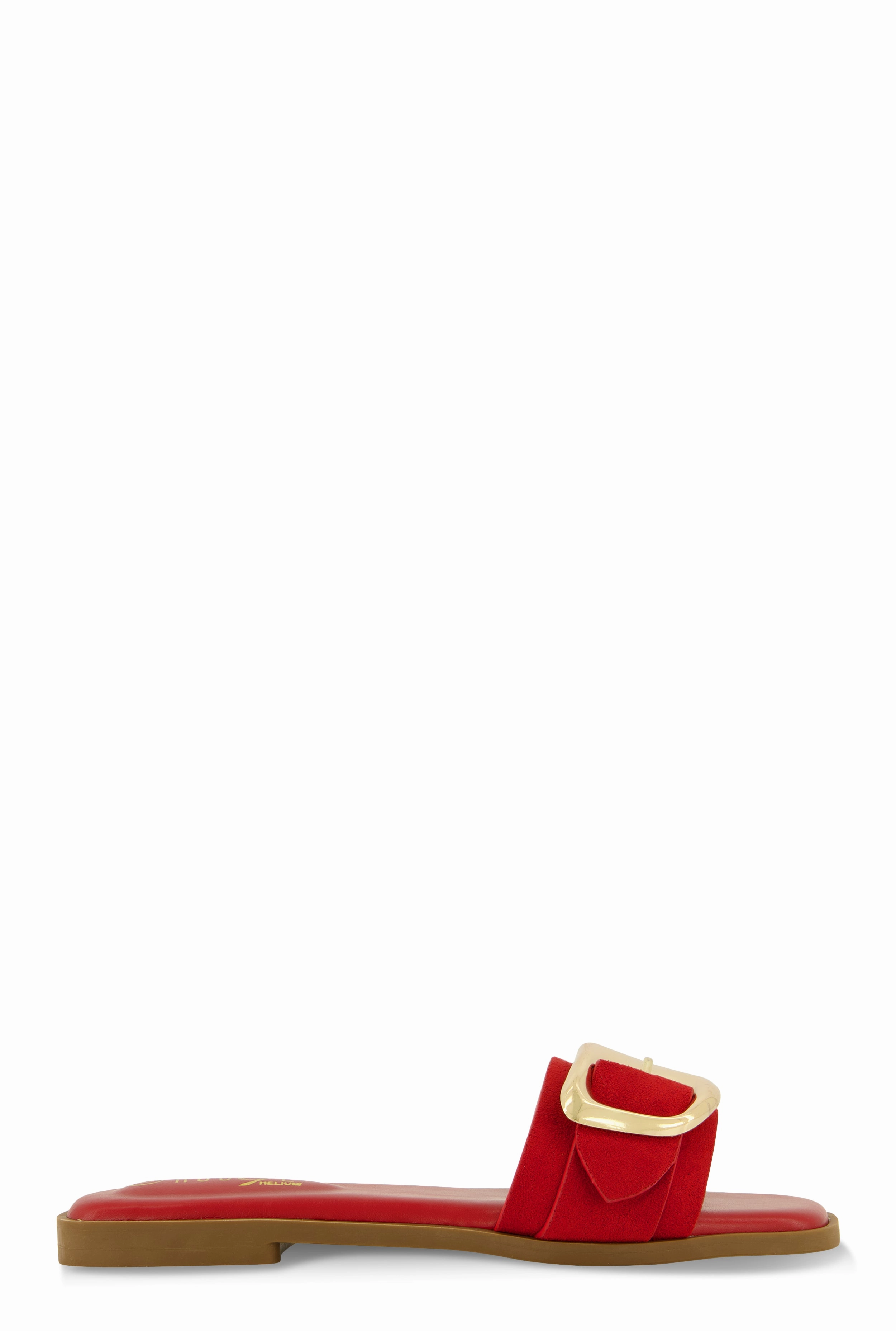Metallic Buckle Band Slide Sandals