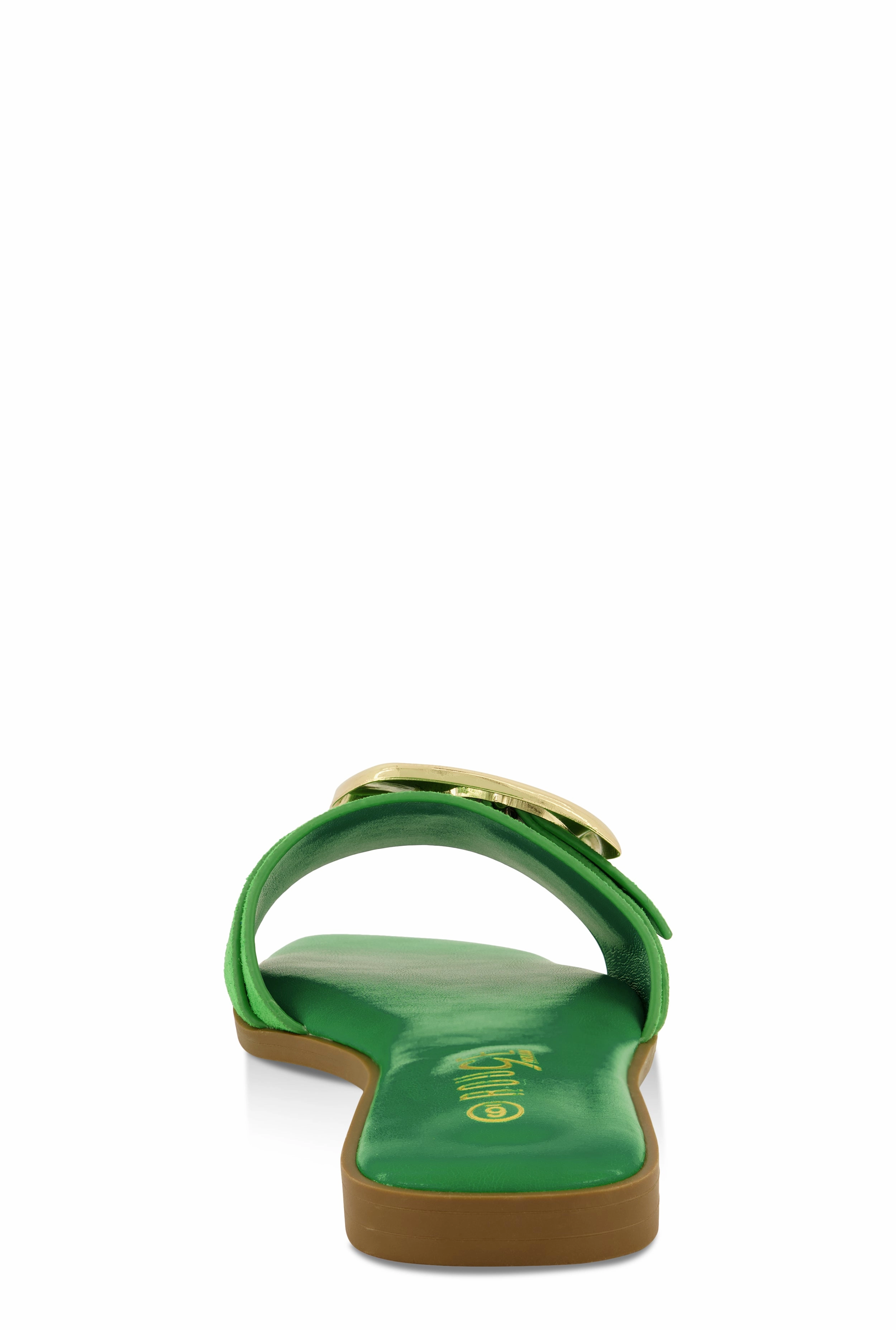Metallic Buckle Band Slide Sandals