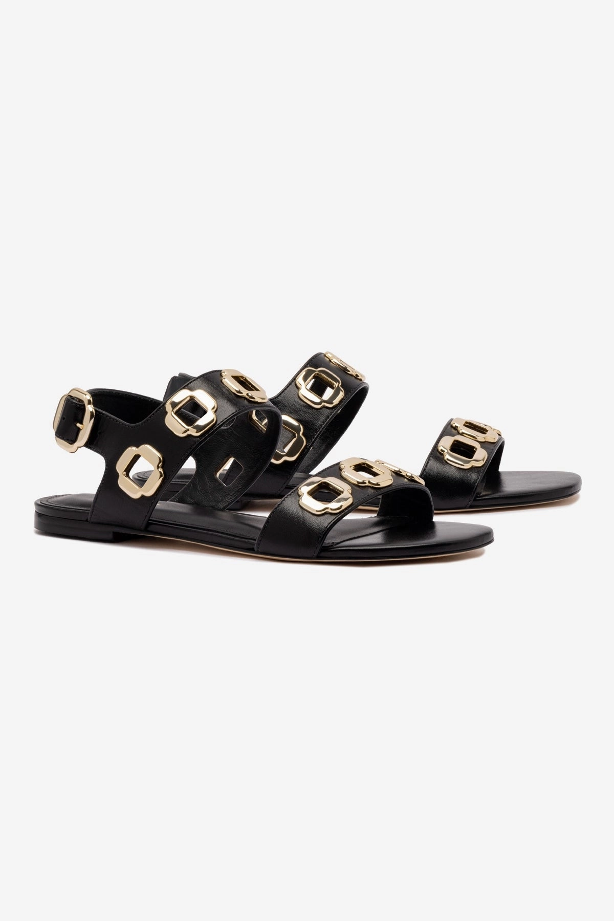 Milan Flat Sandal In Black Leather