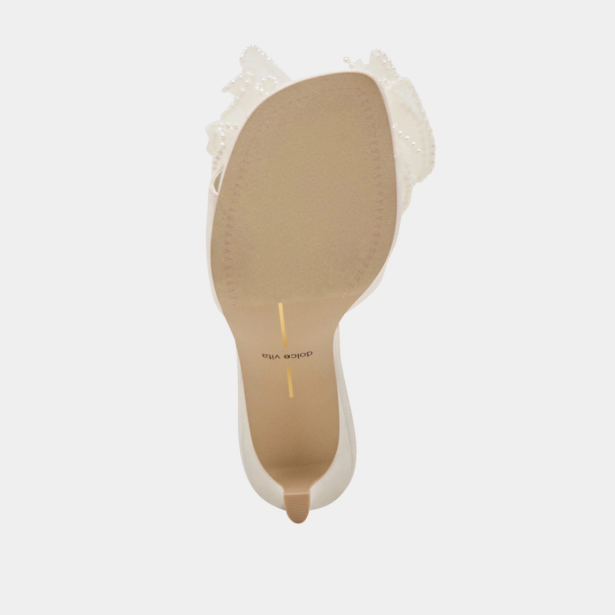 NARITA PEARL HEELS OFF WHITE SATIN