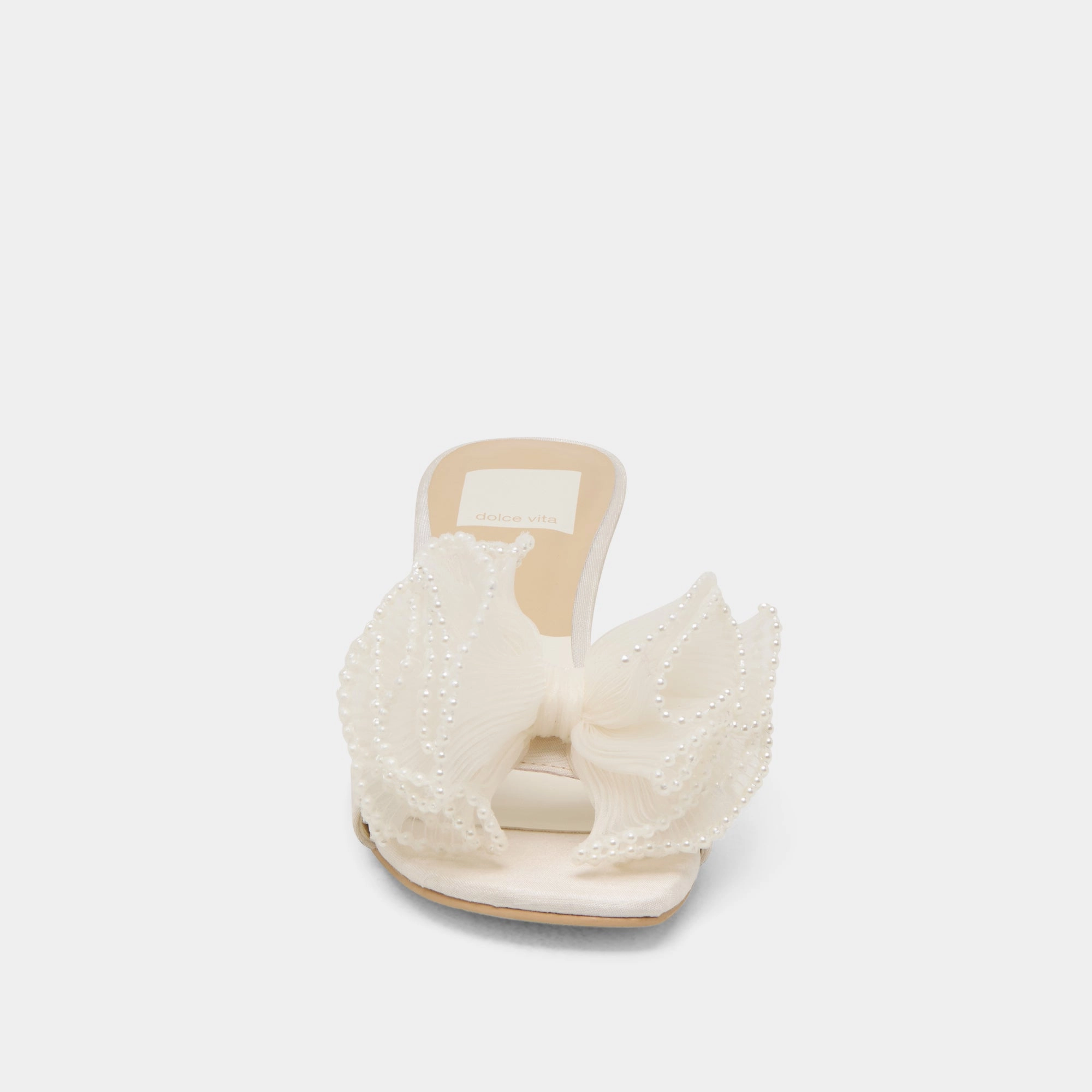 NARITA PEARL HEELS OFF WHITE SATIN