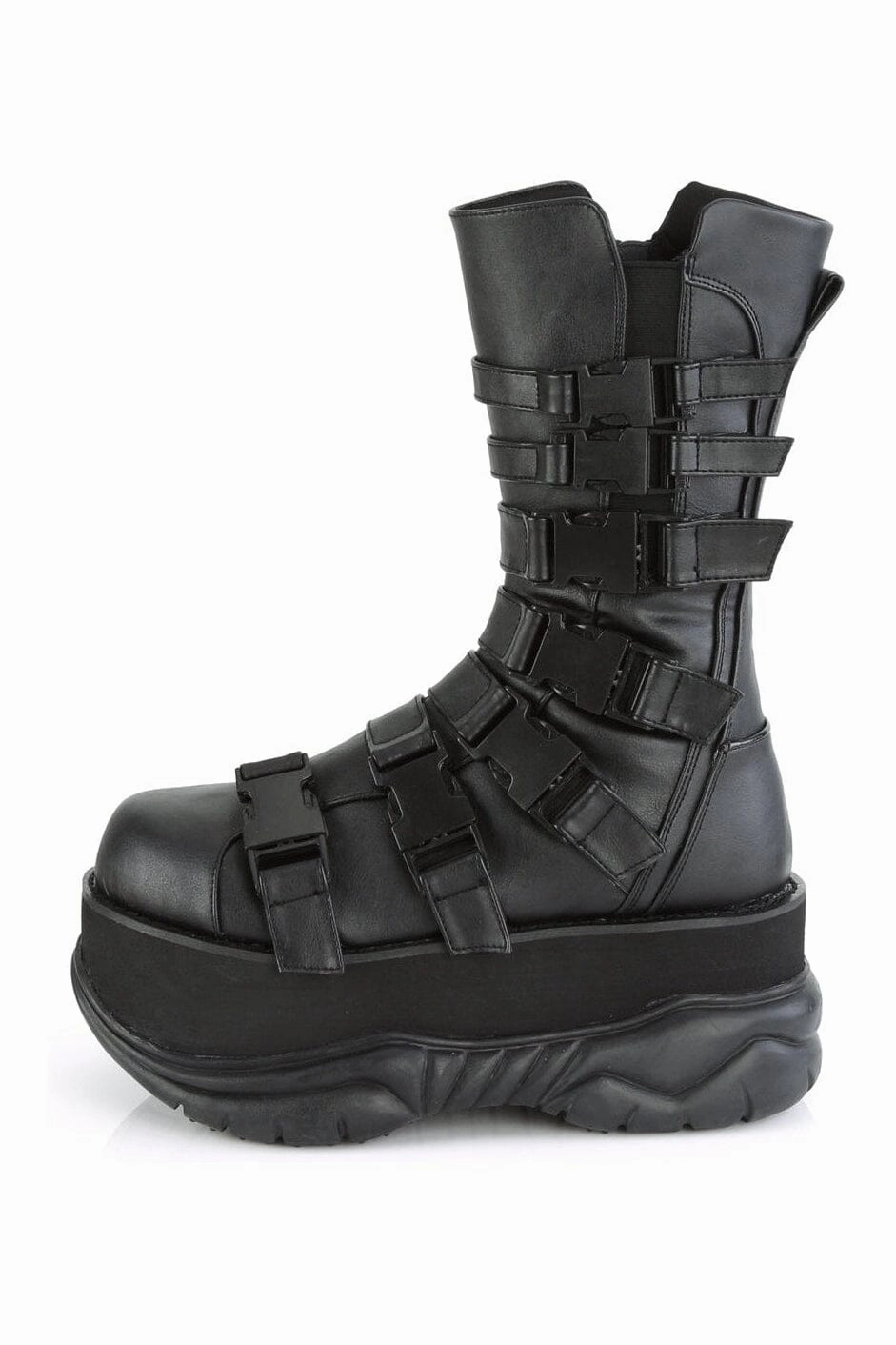 NEPTUNE-210 Black Vegan Leather Knee Boot
