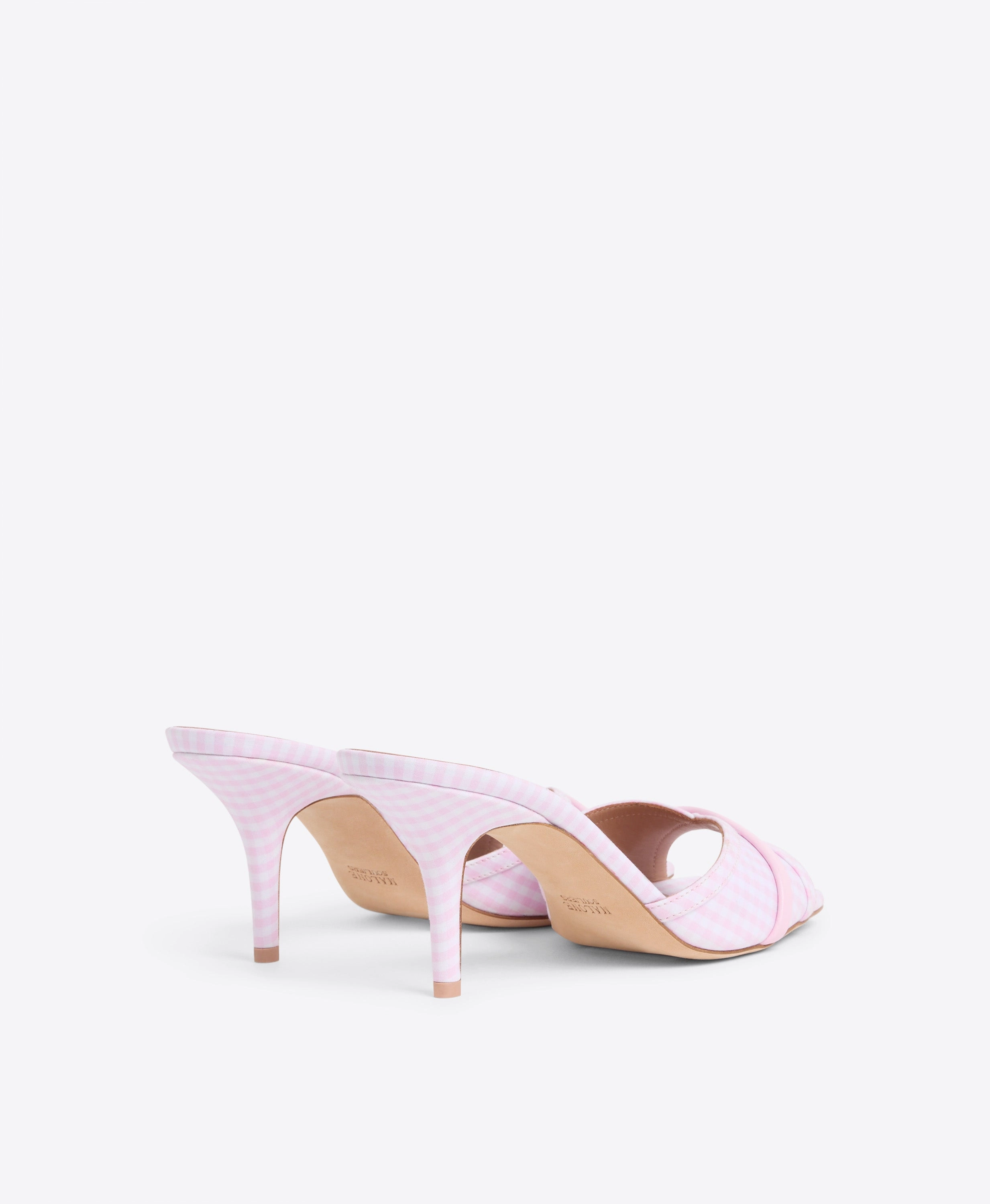 Perla 70 Pink Gingham Heeled Sandals