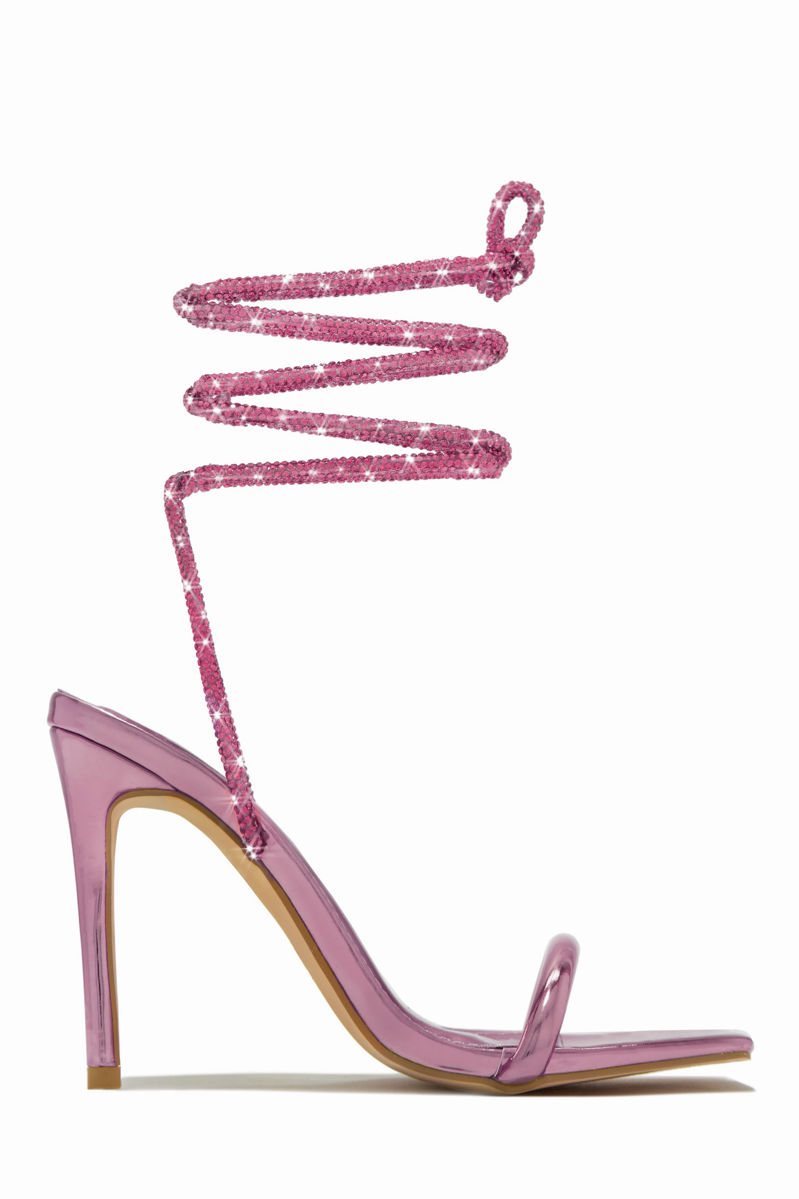 Pretty Girl Embellished Lace Up High Heels - Gold