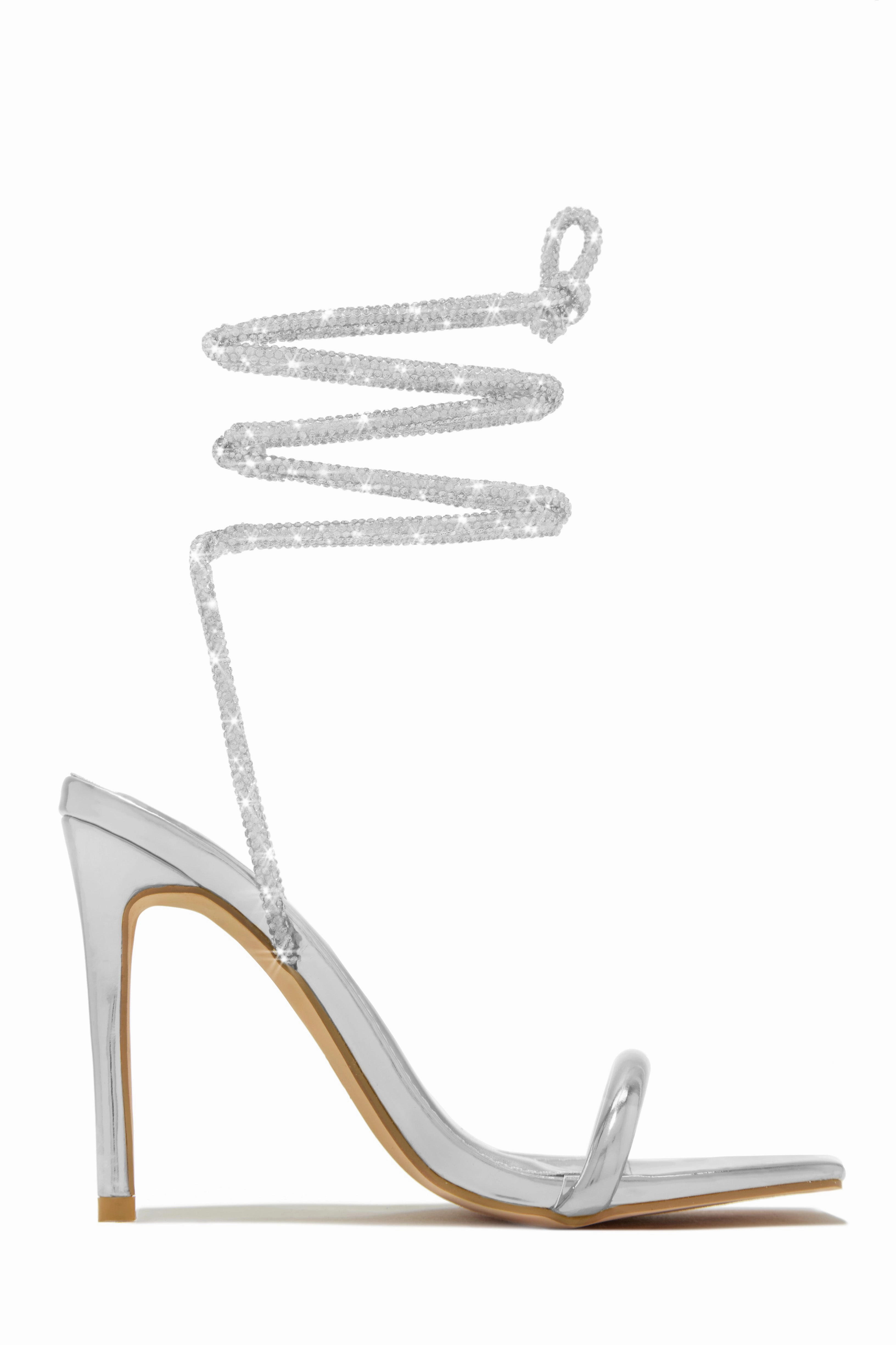 Pretty Girl Embellished Lace Up High Heels - Gold