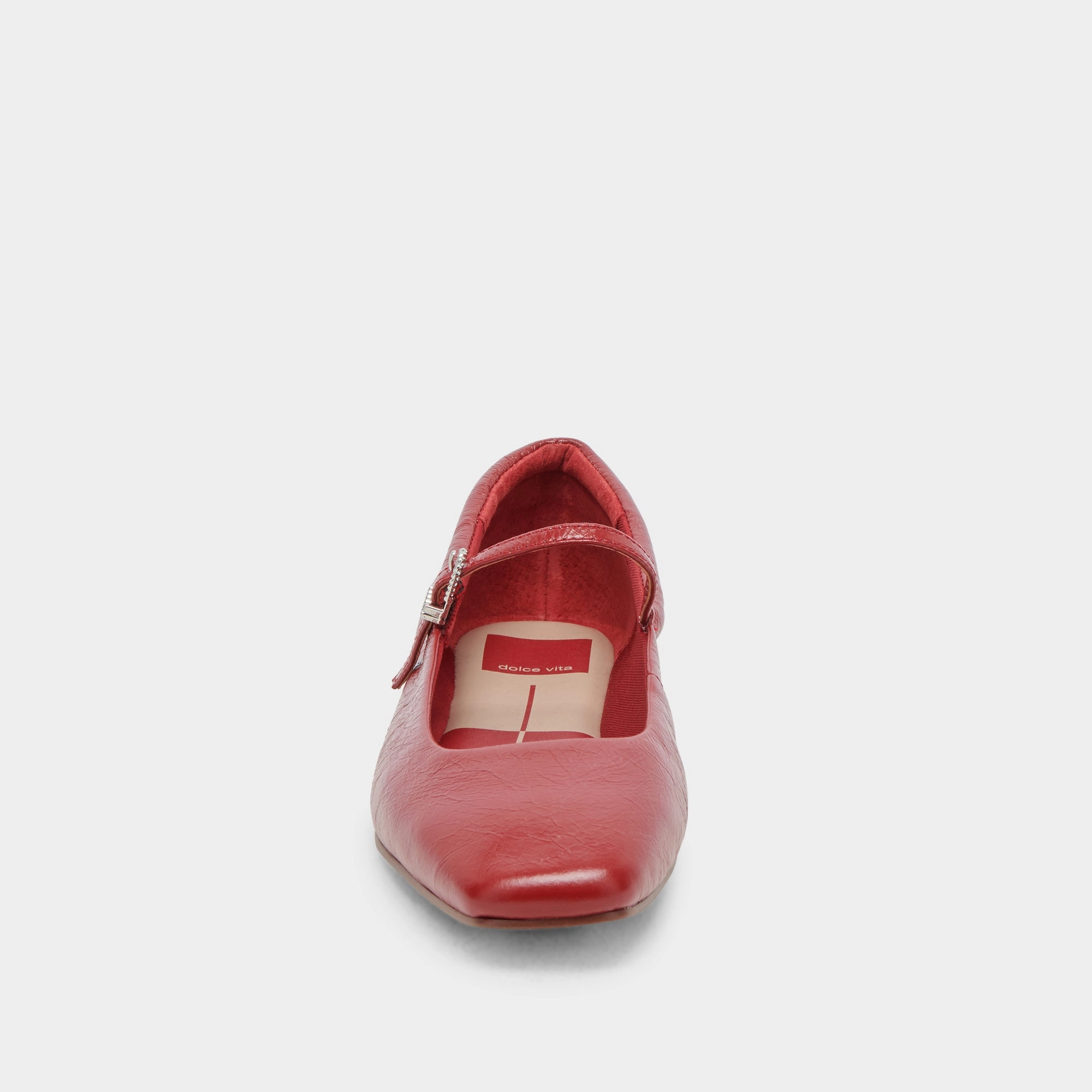 REYES WIDE BALLET FLATS RED CRINKLE PATENT