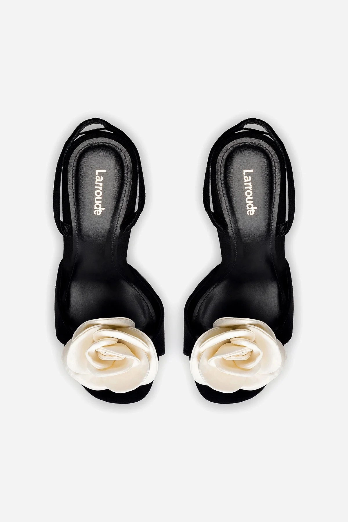 Salma Sandal In Black Suede and Ivory Satin