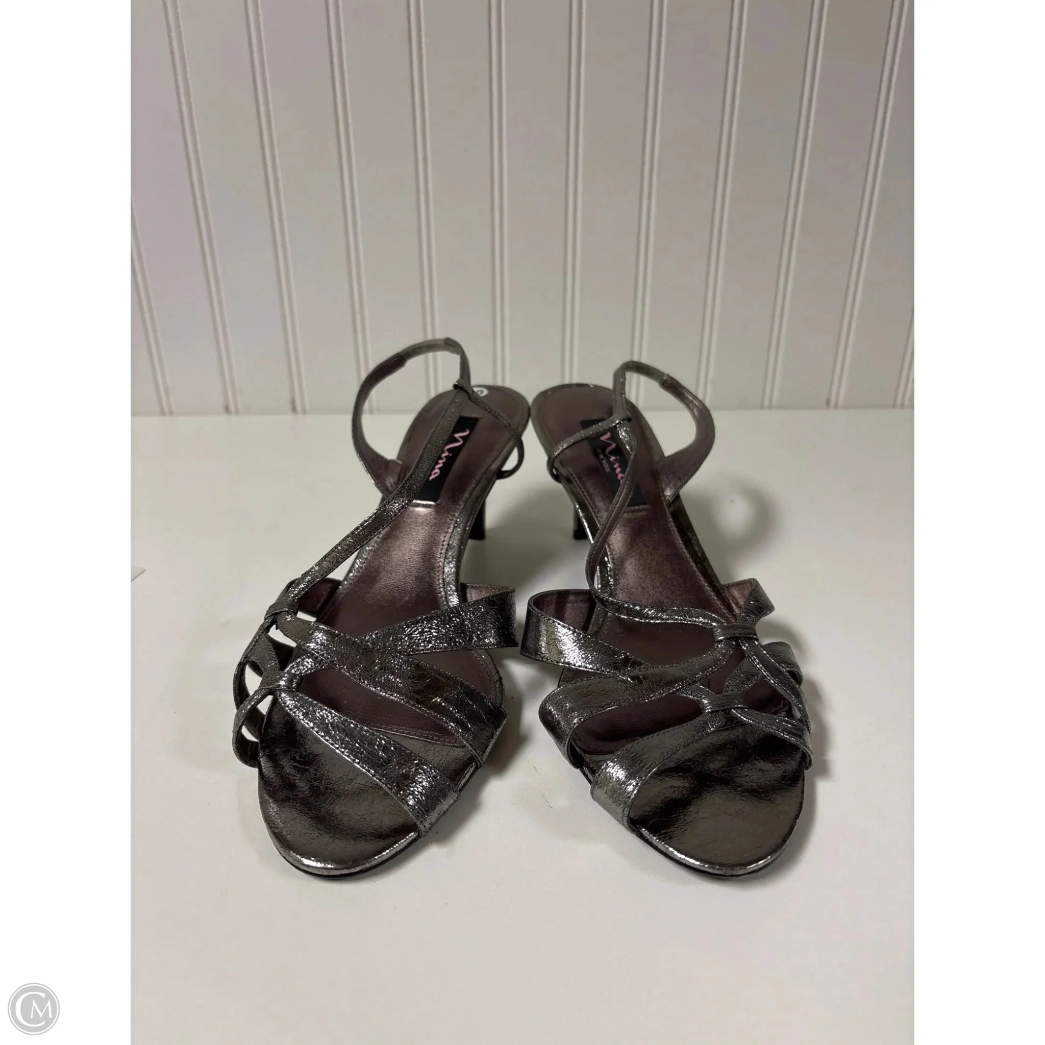 Sandals Heels Kitten By Nina In Silver, Size: 10