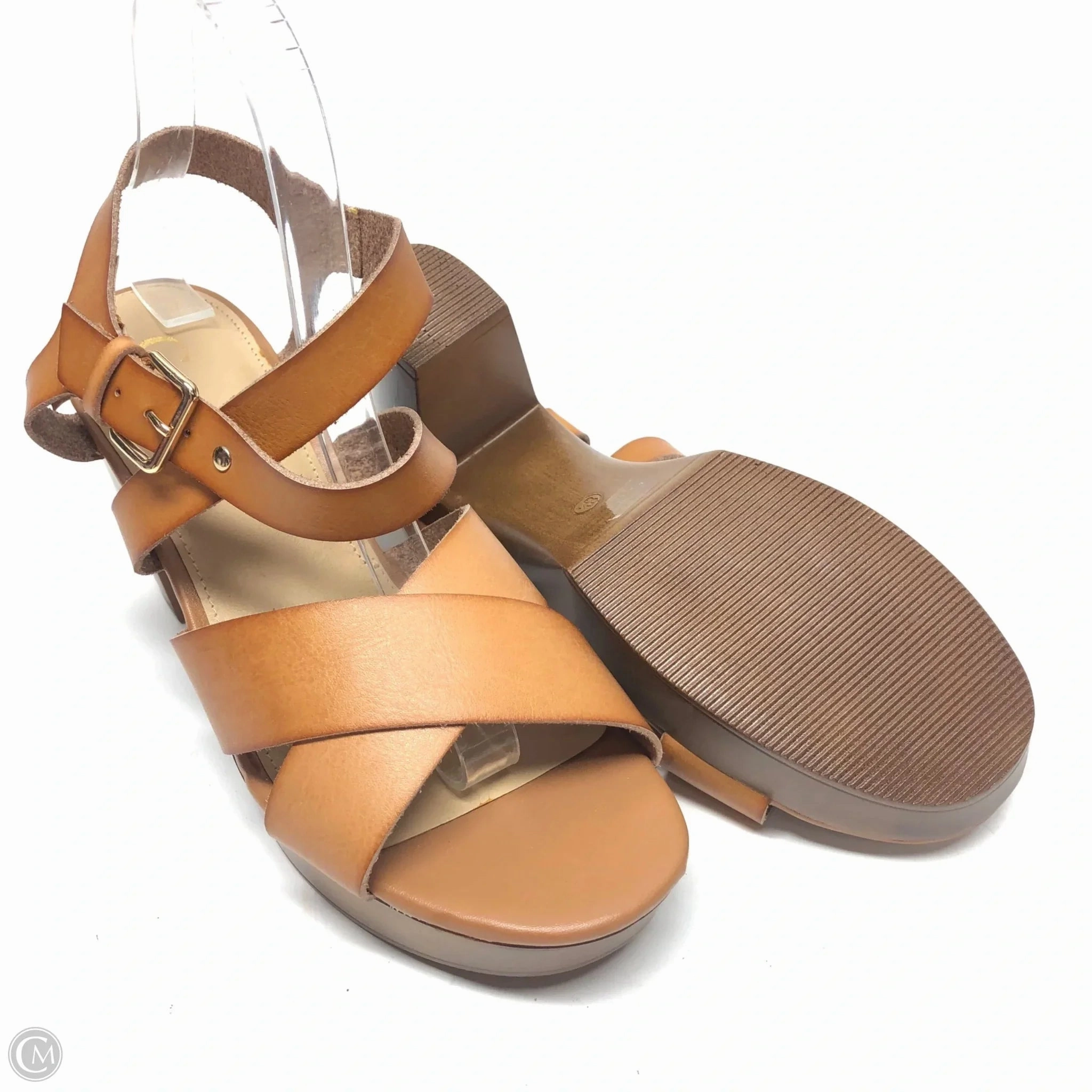 Sandals Heels Platform By Cato In Brown, Size: 8.5
