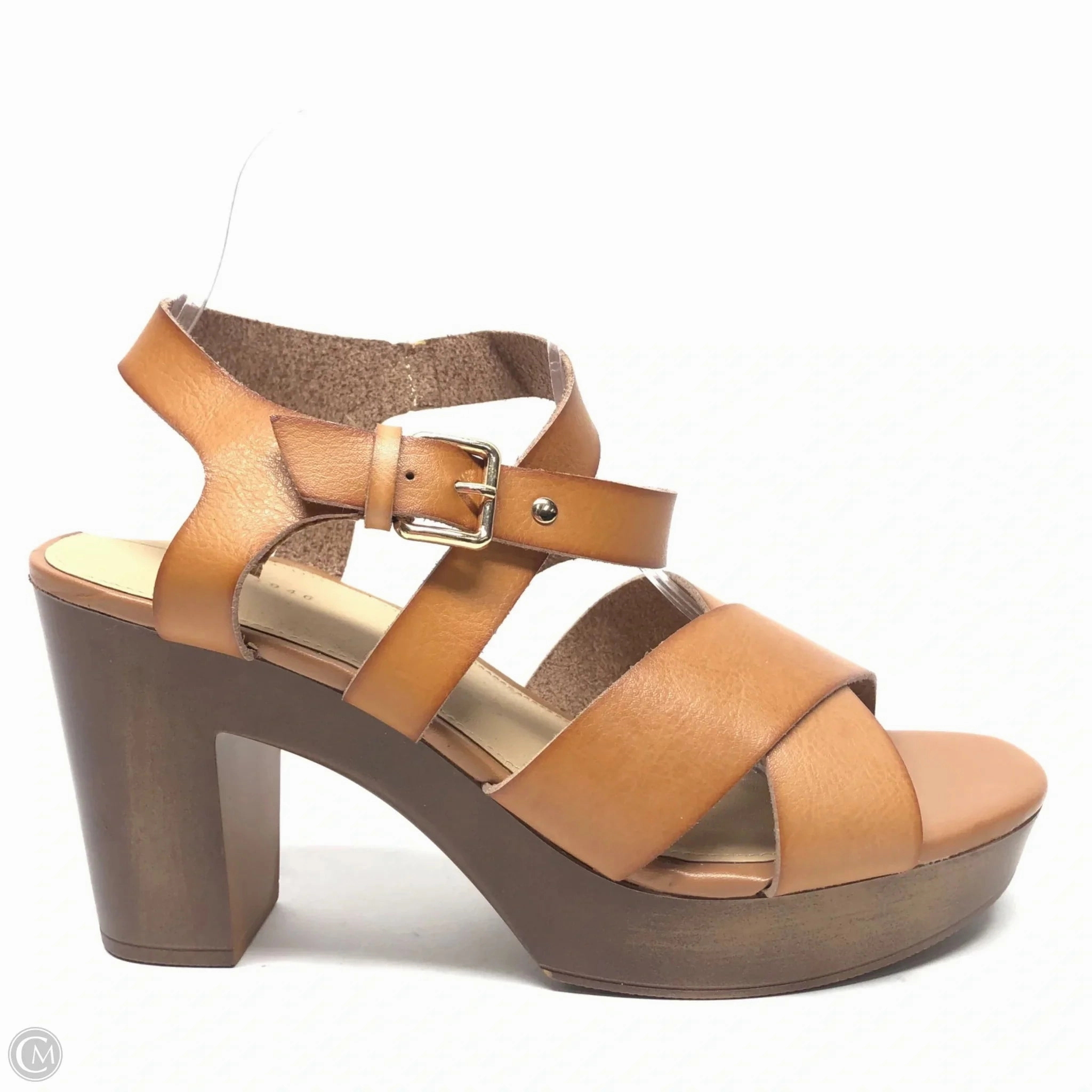 Sandals Heels Platform By Cato In Brown, Size: 8.5