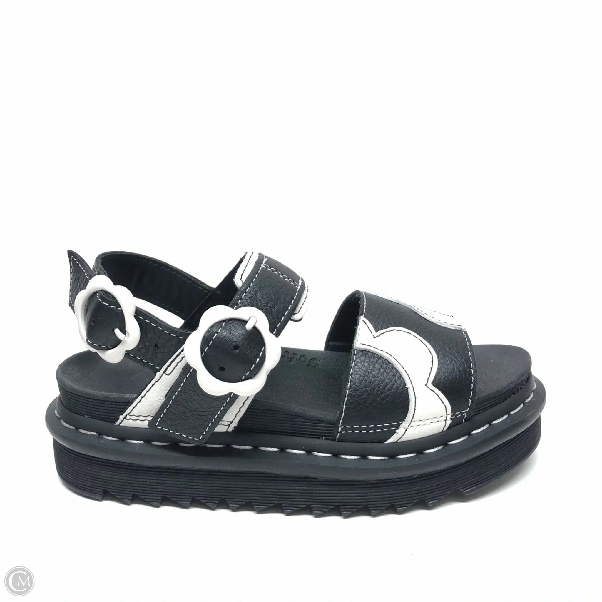 Sandals Heels Platform By Dr Martens In Black & White, Size: 6