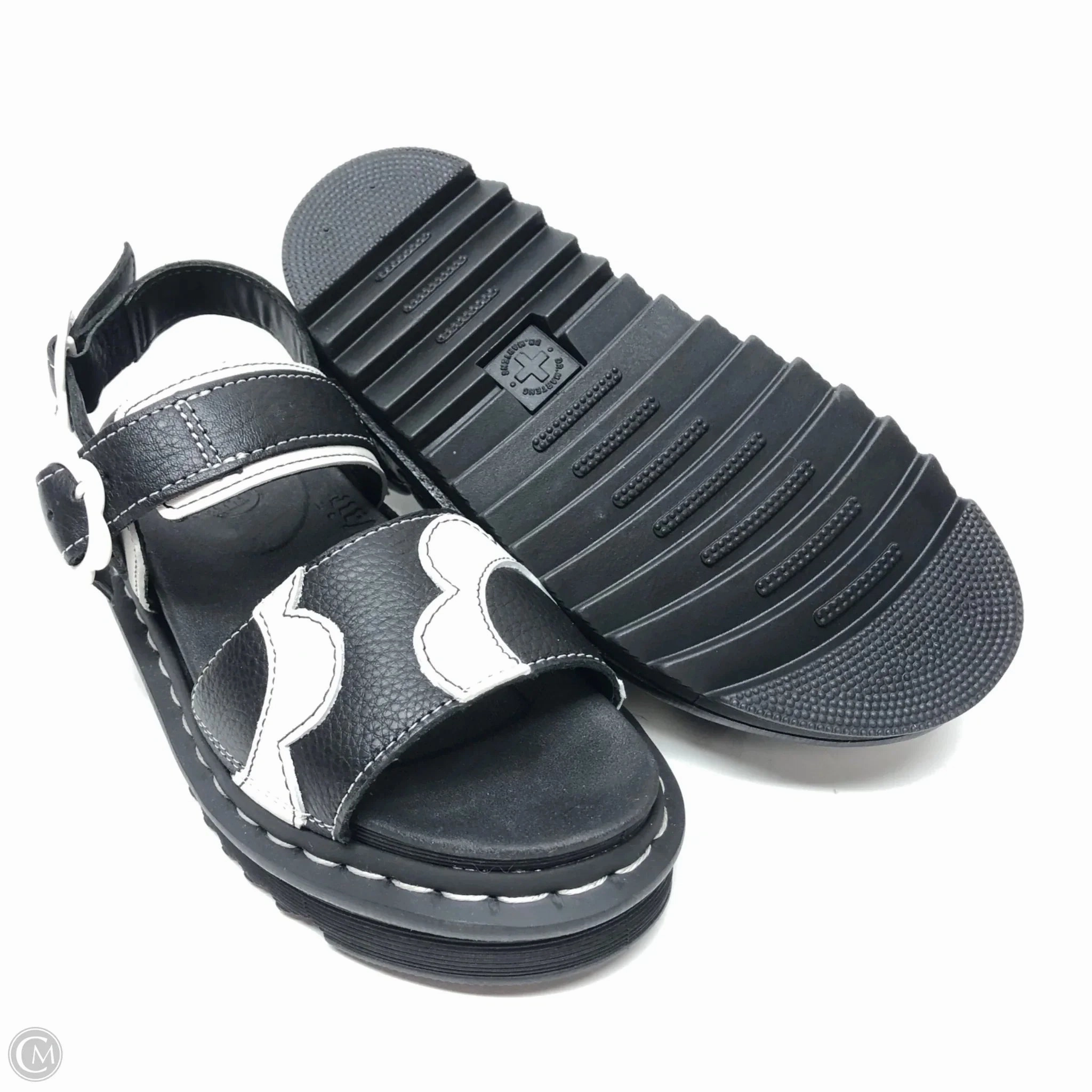 Sandals Heels Platform By Dr Martens In Black & White, Size: 6