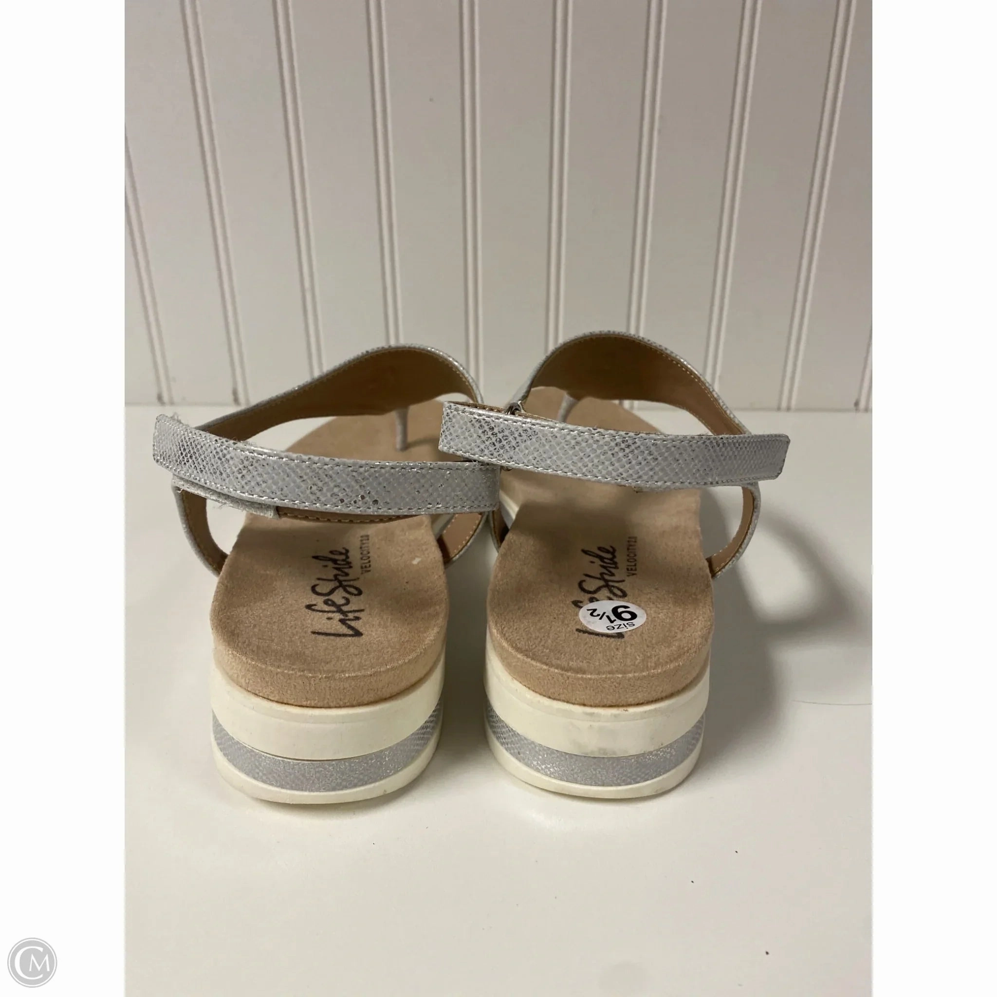 Sandals Heels Platform By Life Stride In Silver, Size: 9.5