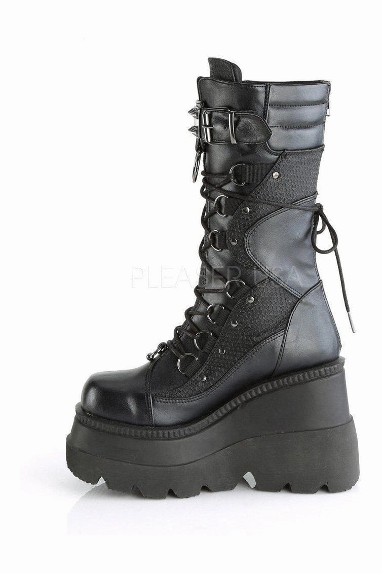 SHAKER-70 Combat Boot | Black Faux Leather