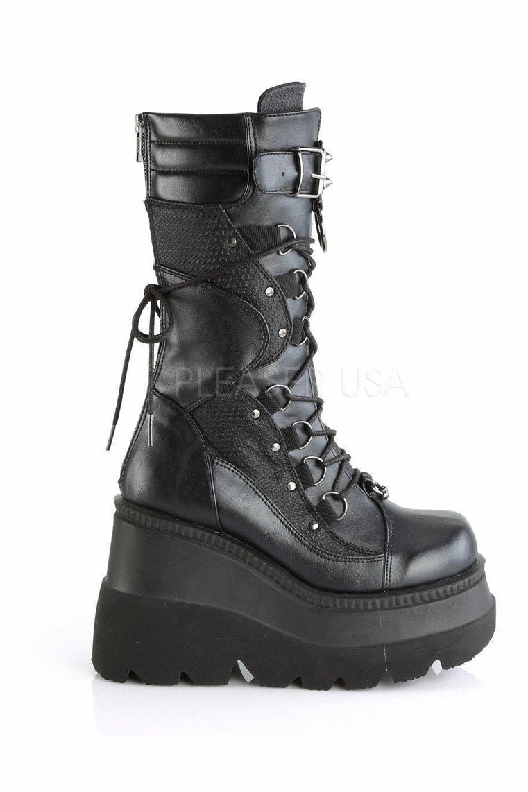 SHAKER-70 Combat Boot | Black Faux Leather