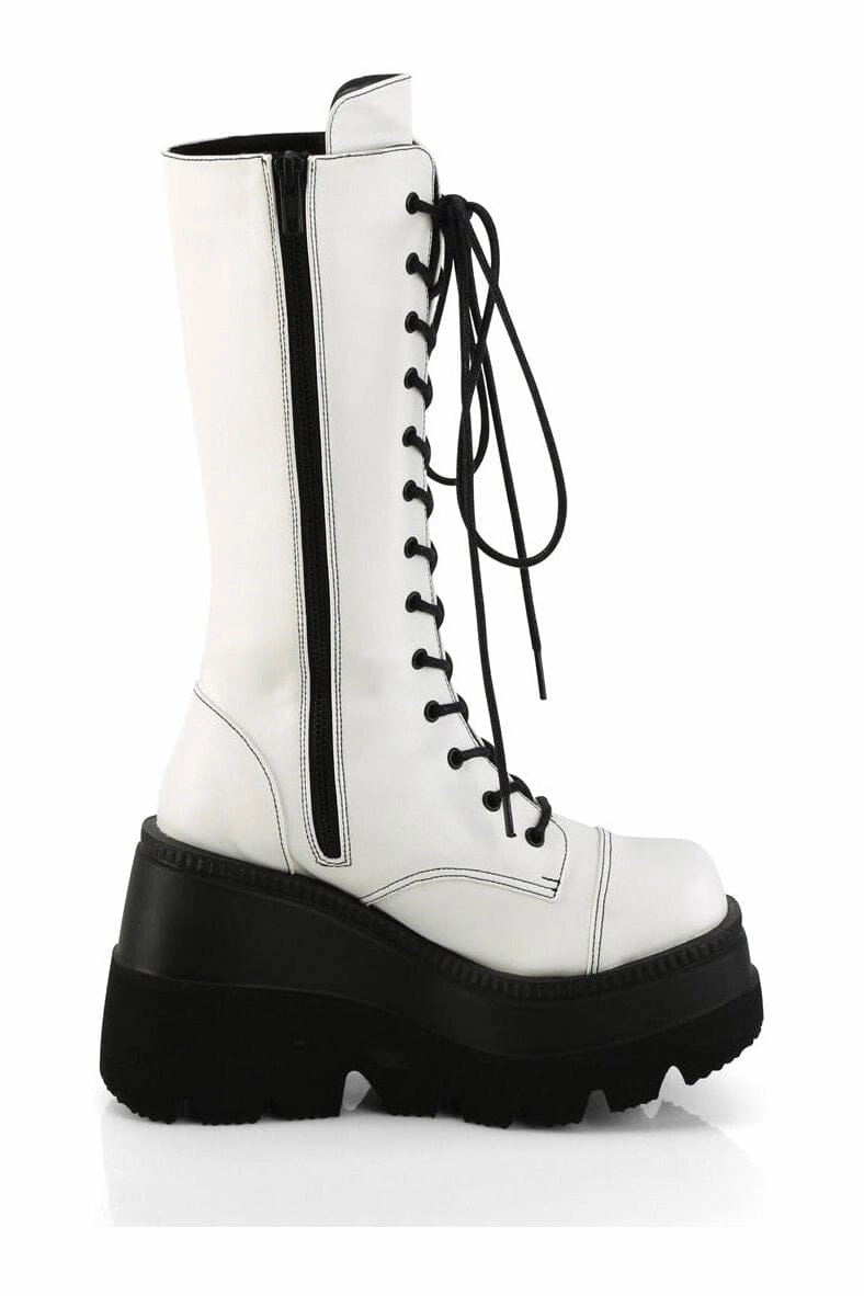 SHAKER-72 White Vegan Leather Knee Boot