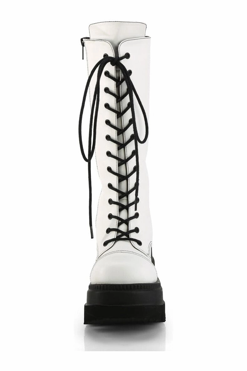 SHAKER-72 White Vegan Leather Knee Boot