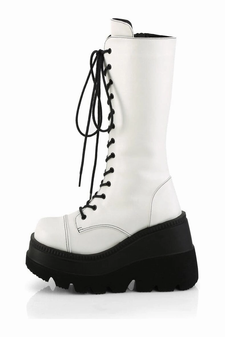 SHAKER-72 White Vegan Leather Knee Boot