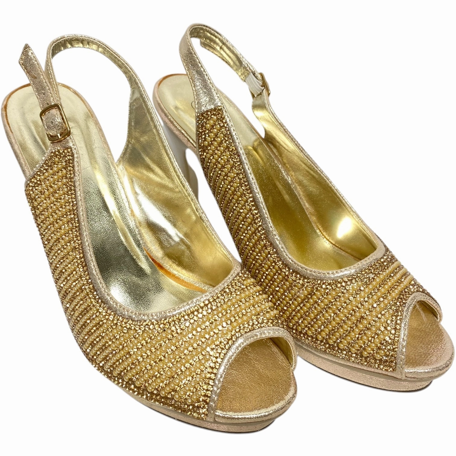 Shoes Heels Stiletto By Clothes Mentor In Gold, Size: 9